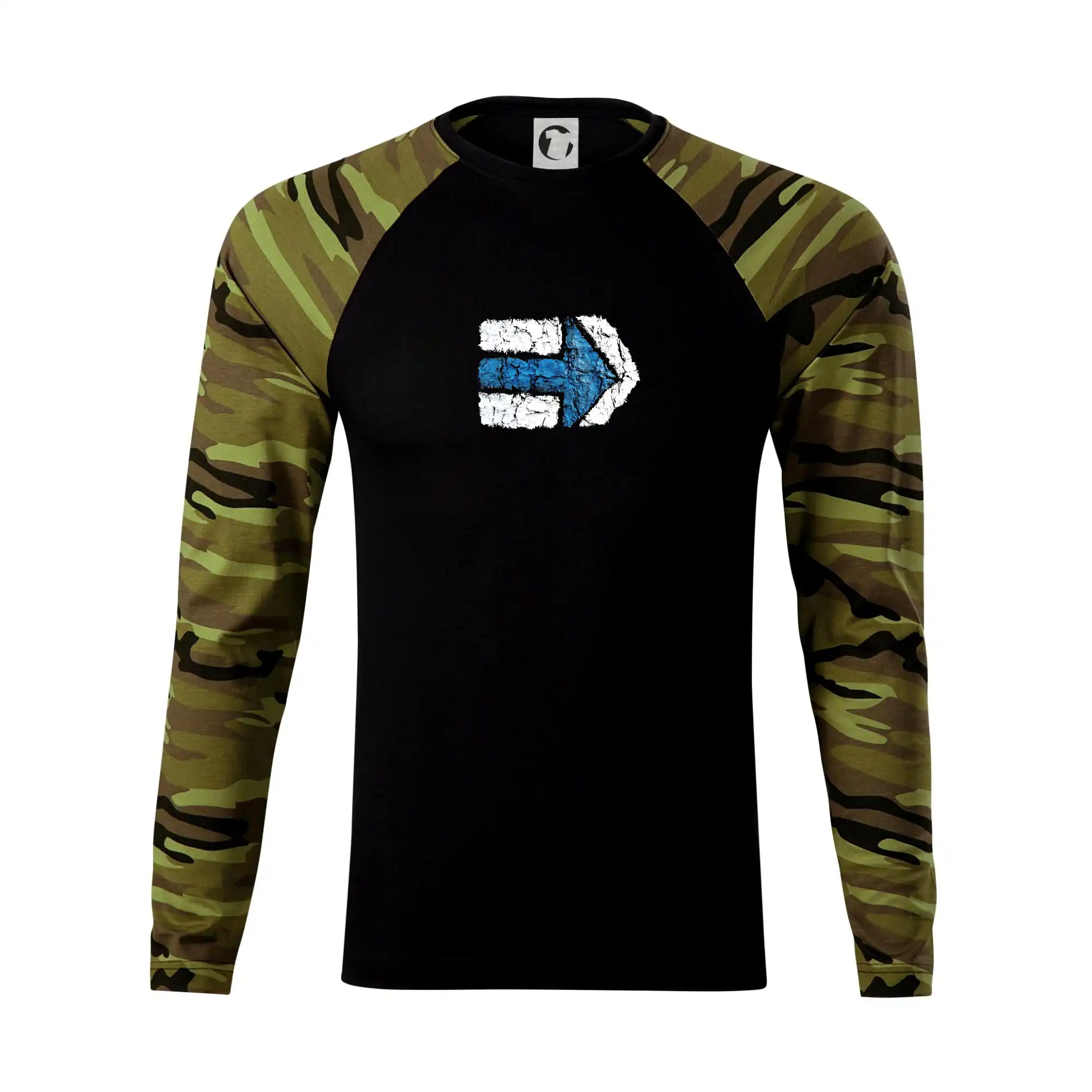 Trička na kempovanie - Párová turistická značka modrá - Camouflage LS