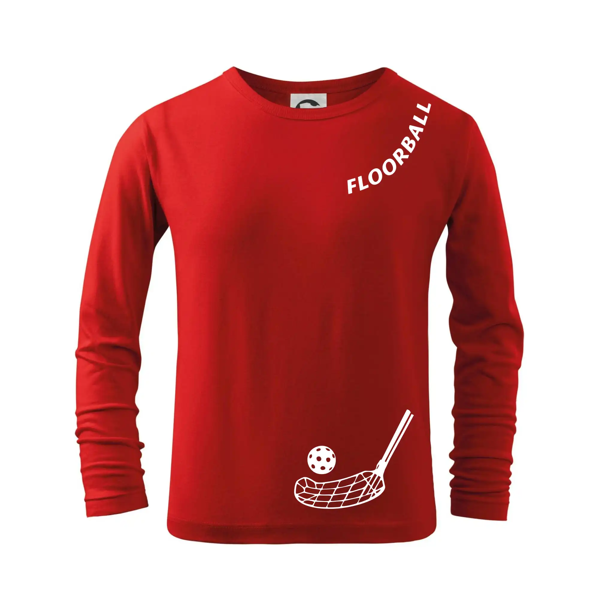 Florbalové tričká - Floorball nápis šikmo - Tričko detské Long Sleeve