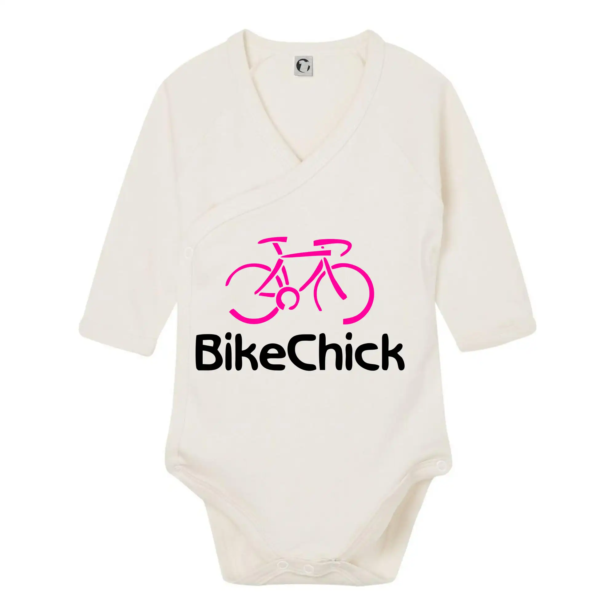 Tričko ako darček pre cyklistu - Bike Chick - Body zavinovacie s dlhým rukávom