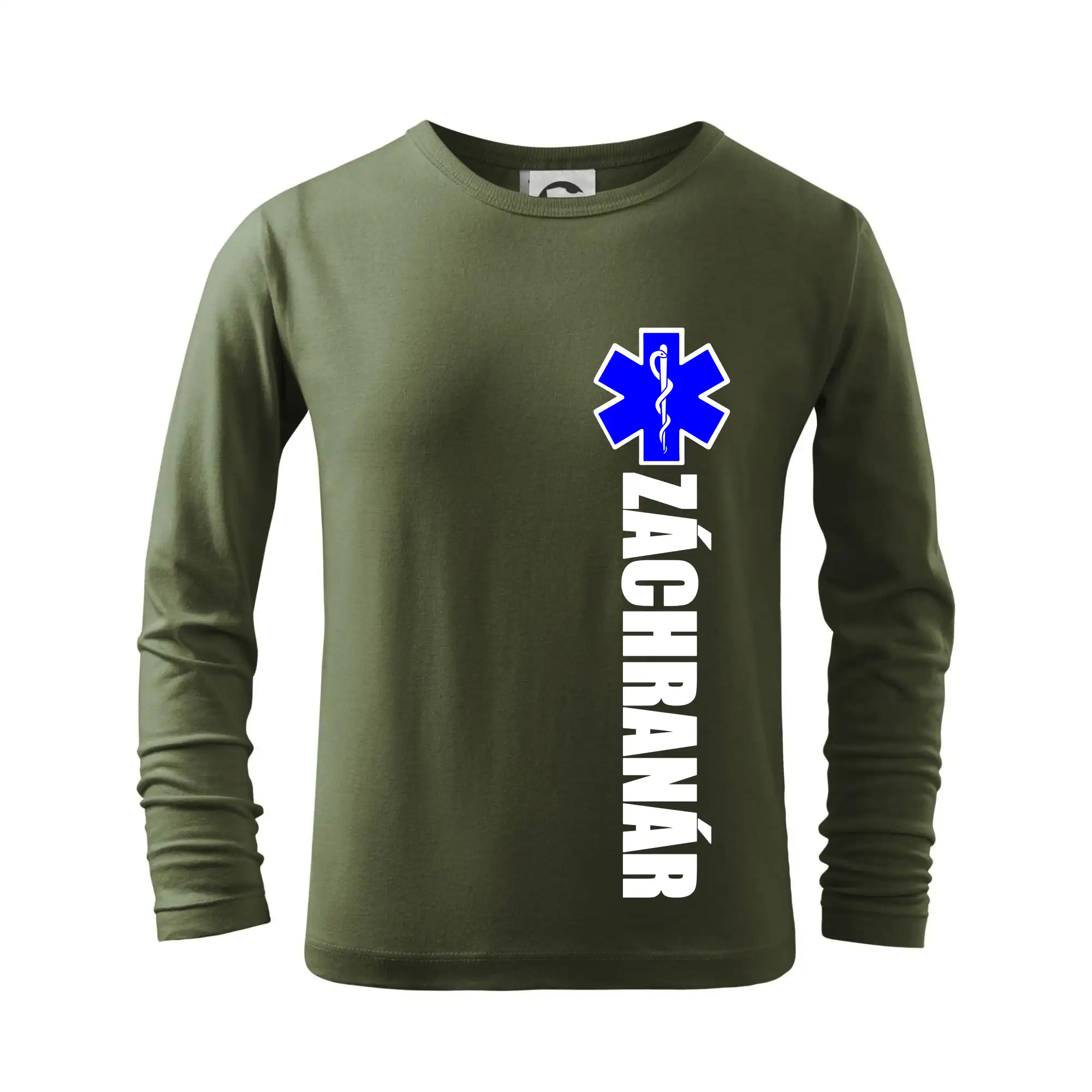 Tričká a mikiny pre záchranárov a lekárov - Kvalitné oblečenie pre zdravotníkov - Nápis Záchranár + hviezda - Tričko detské Long Sleeve