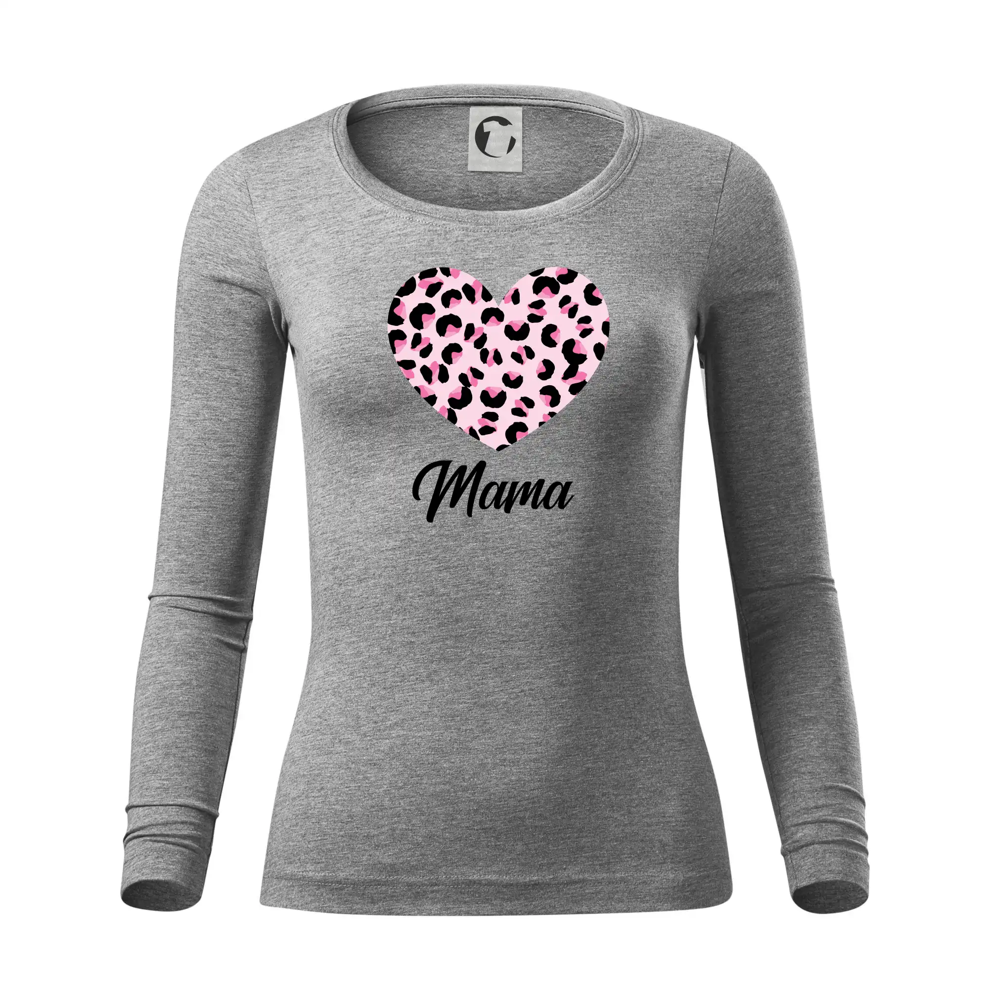 Tričká a mikiny pre mamičky - Srdce růžové - mama (Pecka Design) - Dámske tričko FIT-T LS - zužené