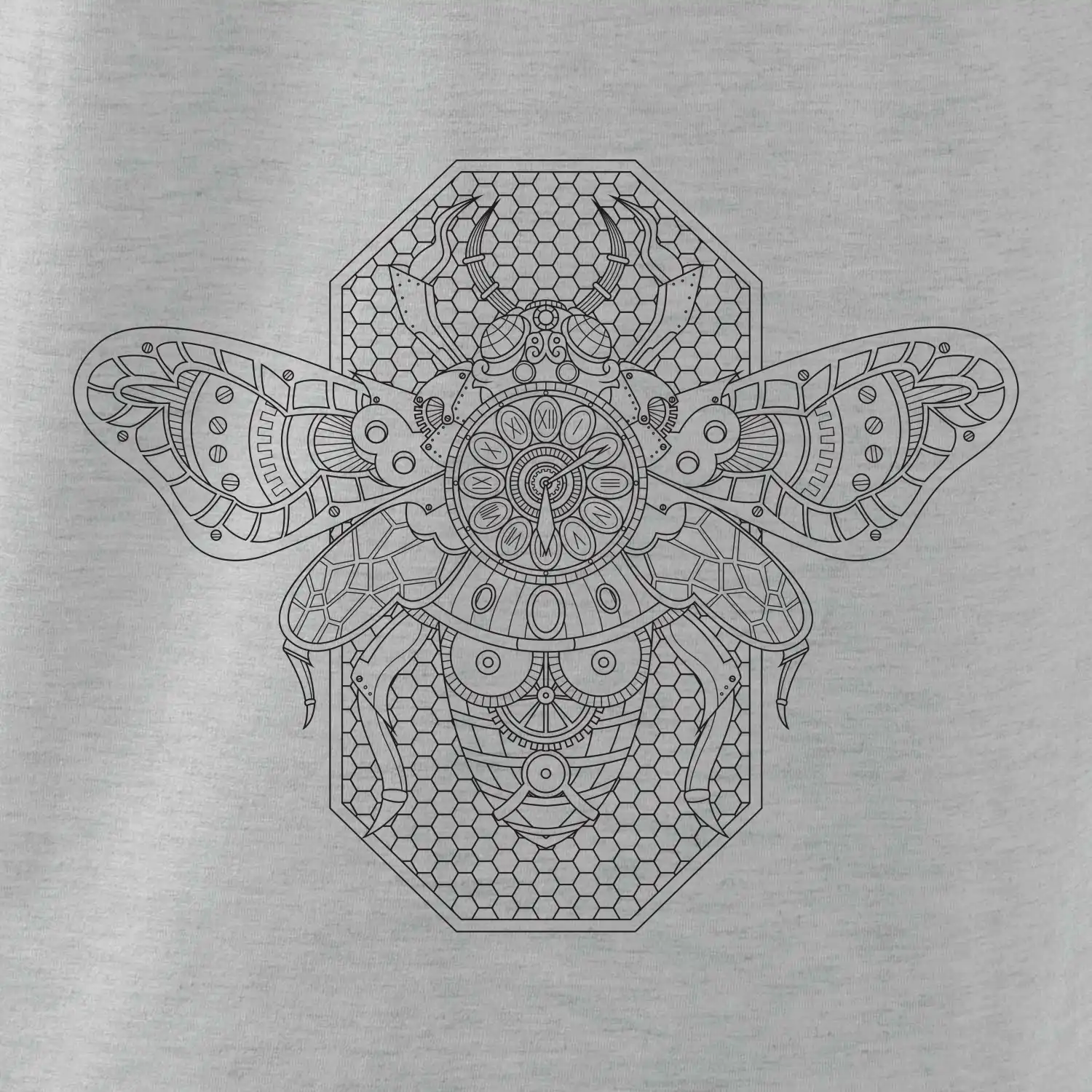 Steampunk včela černobílá