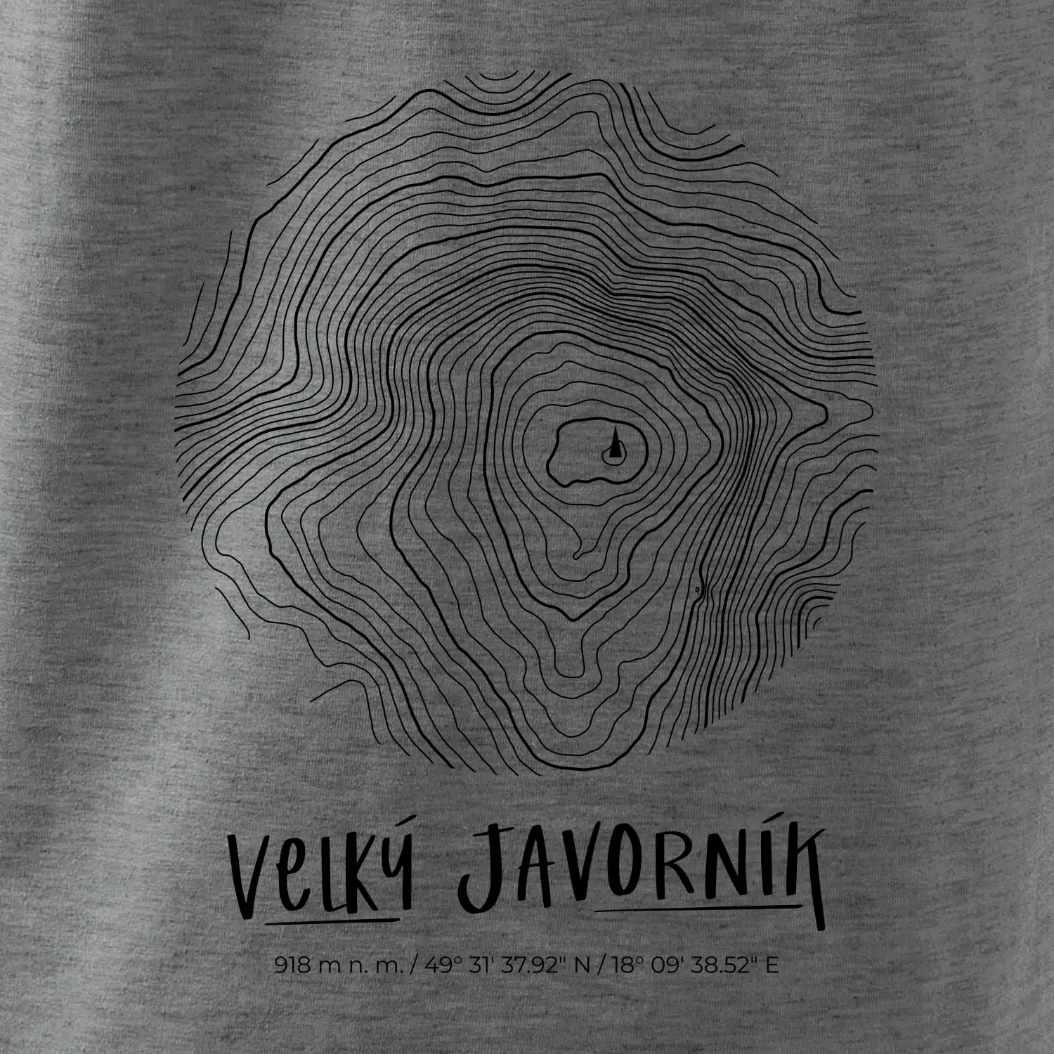 Velký Javorník - vrstevnice v kruhu