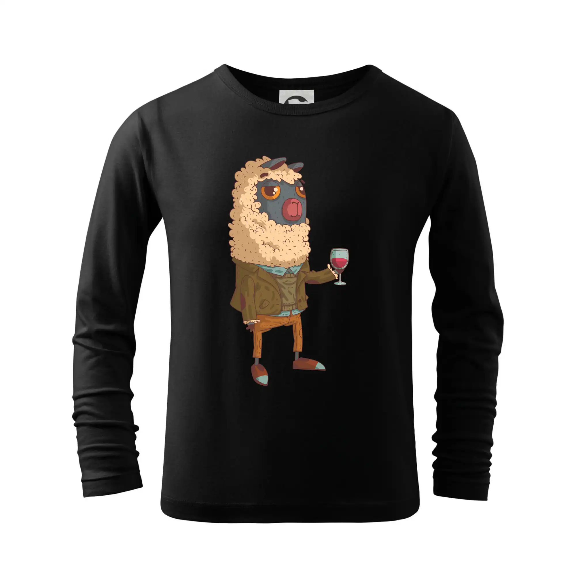 Tričká so zvieratami - Alpaka s vínom muž - Tričko detské Long Sleeve