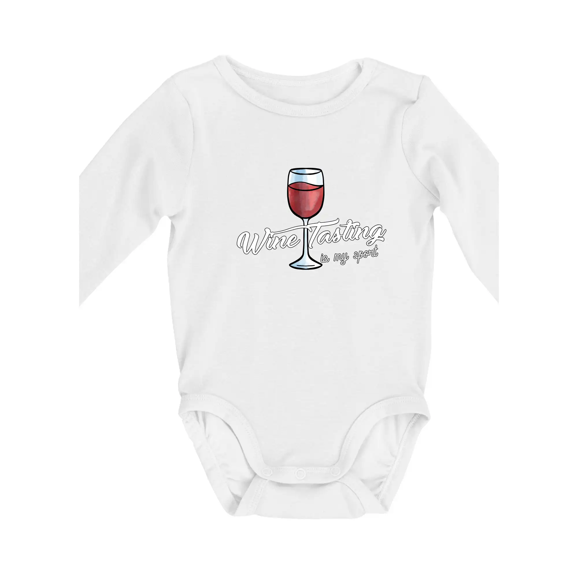 Vtipná tričká s tematikou vína - Wine tasting is my sport - Body dojčenské s dlhým rukávom