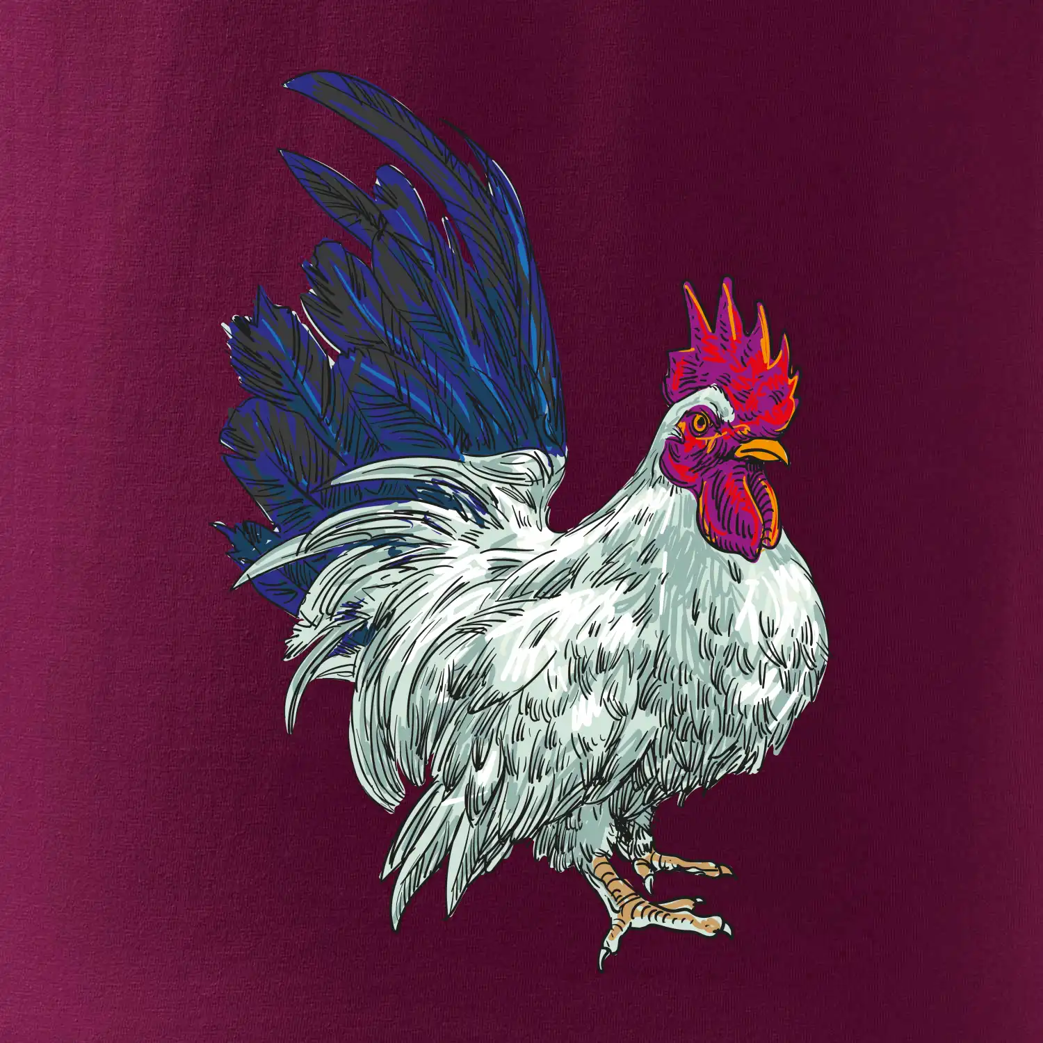 Kohout kreslený bílý