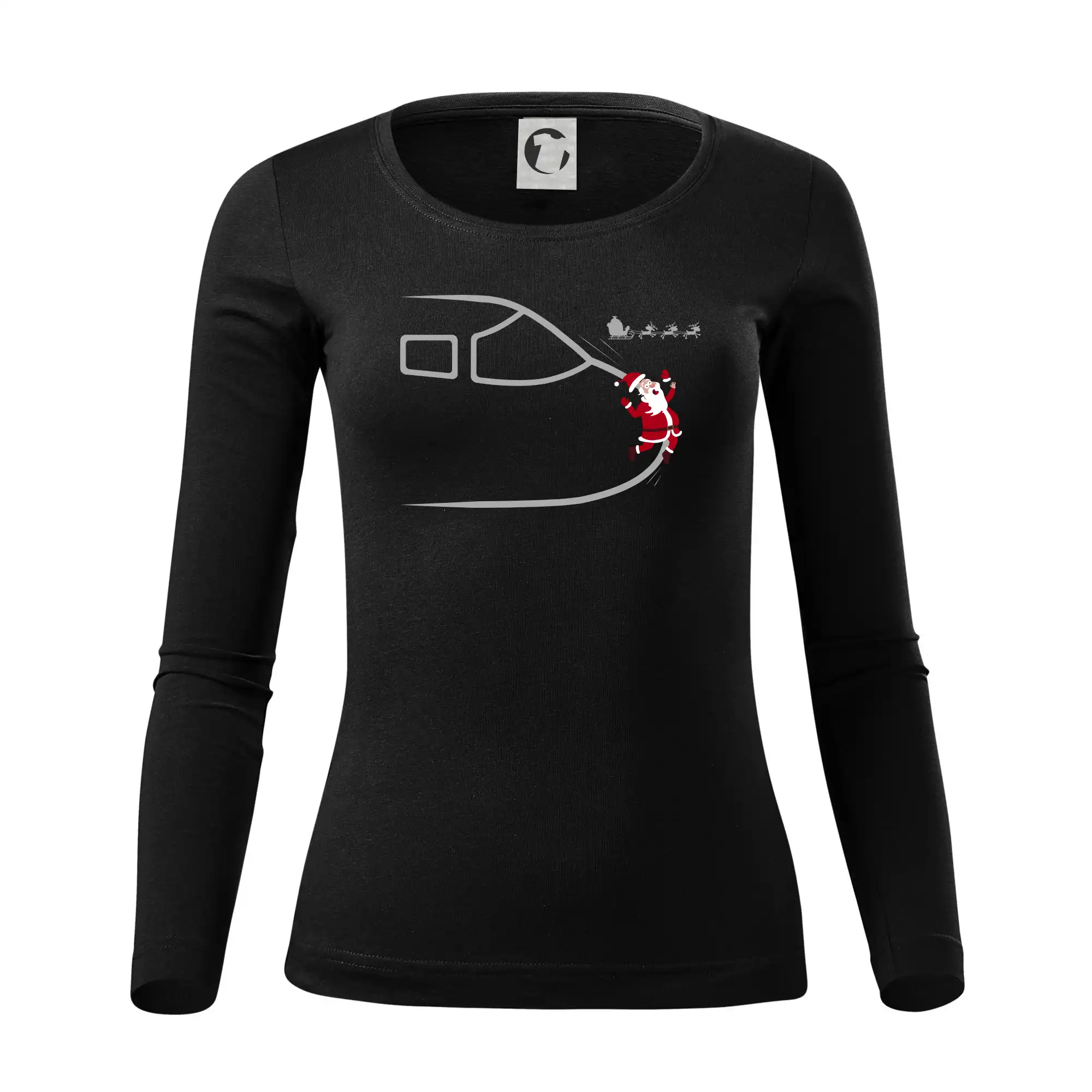 Vianočné tričká - Santa a lietadlo (Hana-creative) - Dámske tričko FIT-T LS - zužené
