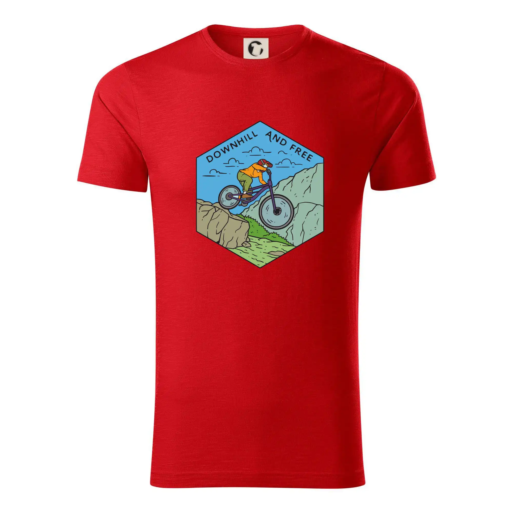 Tričko ako darček pre cyklistu - Downhill and free (holka / kluk) - Tričko z organickej bavlny