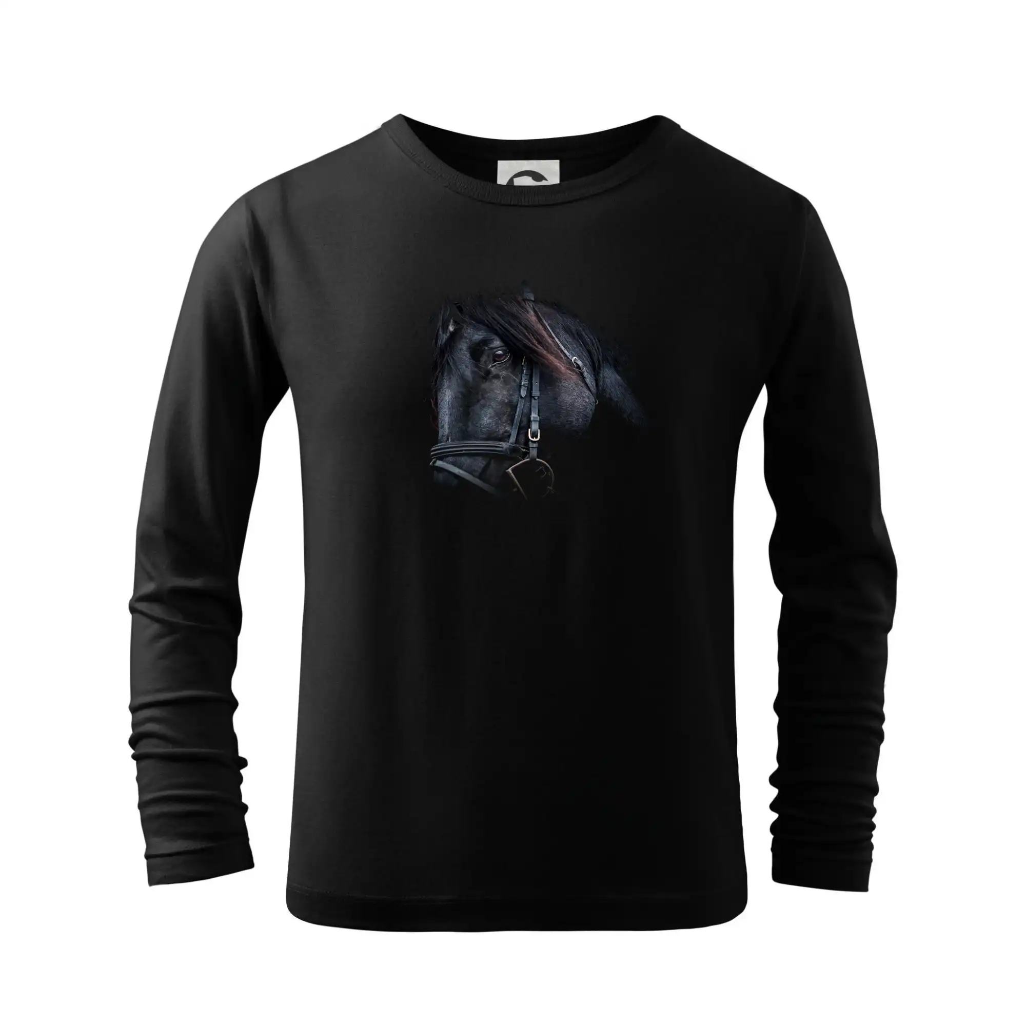 Tričká s koňmi - Kôň black - Tričko detské Long Sleeve