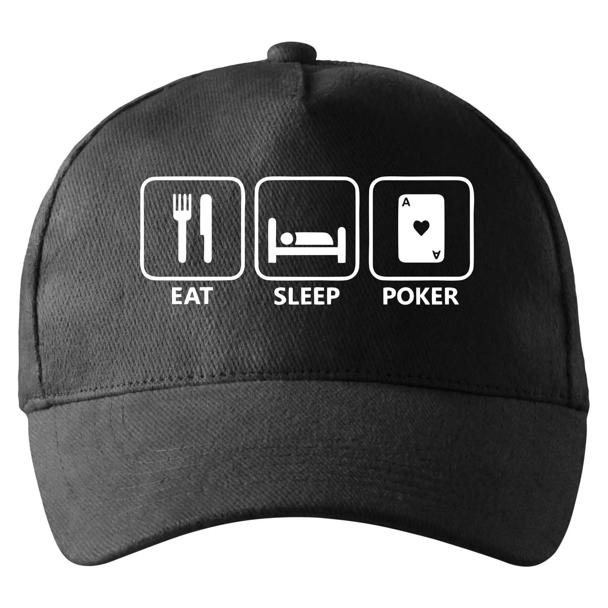 Poker tričká - Eat sleep poker - Šiltovka so zahnutým šiltom a mosaznou sponou