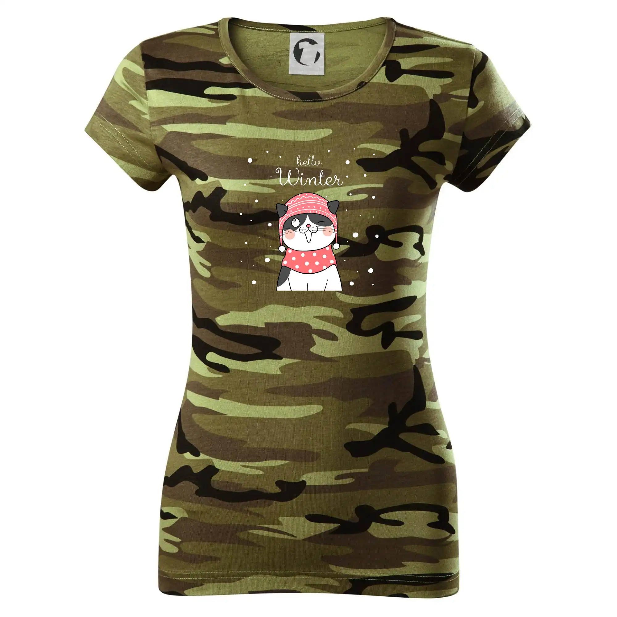 Kočka v čepici s vystrčeným jazykem