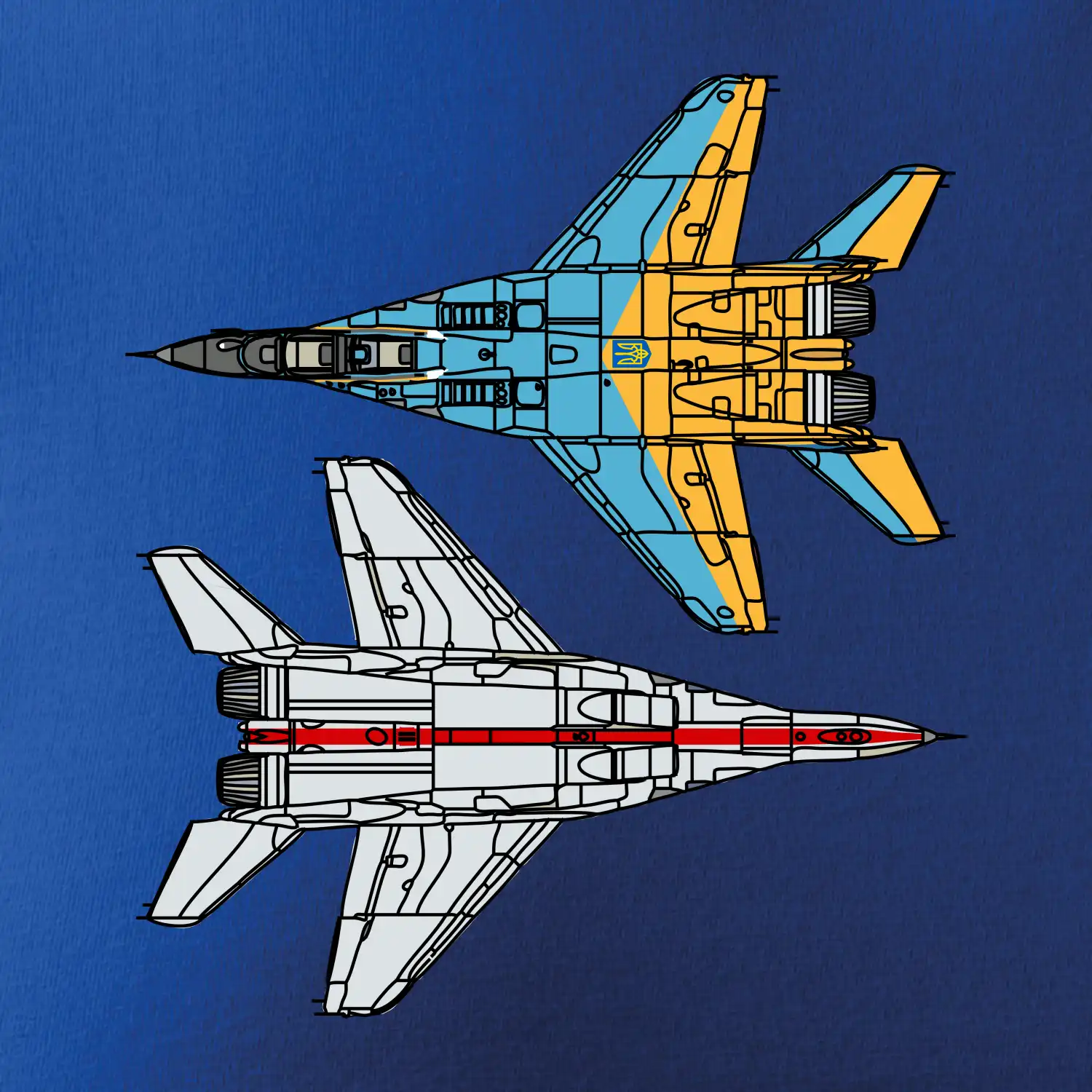 Mig 29 Fulcrum ze spoda a ze zhora
