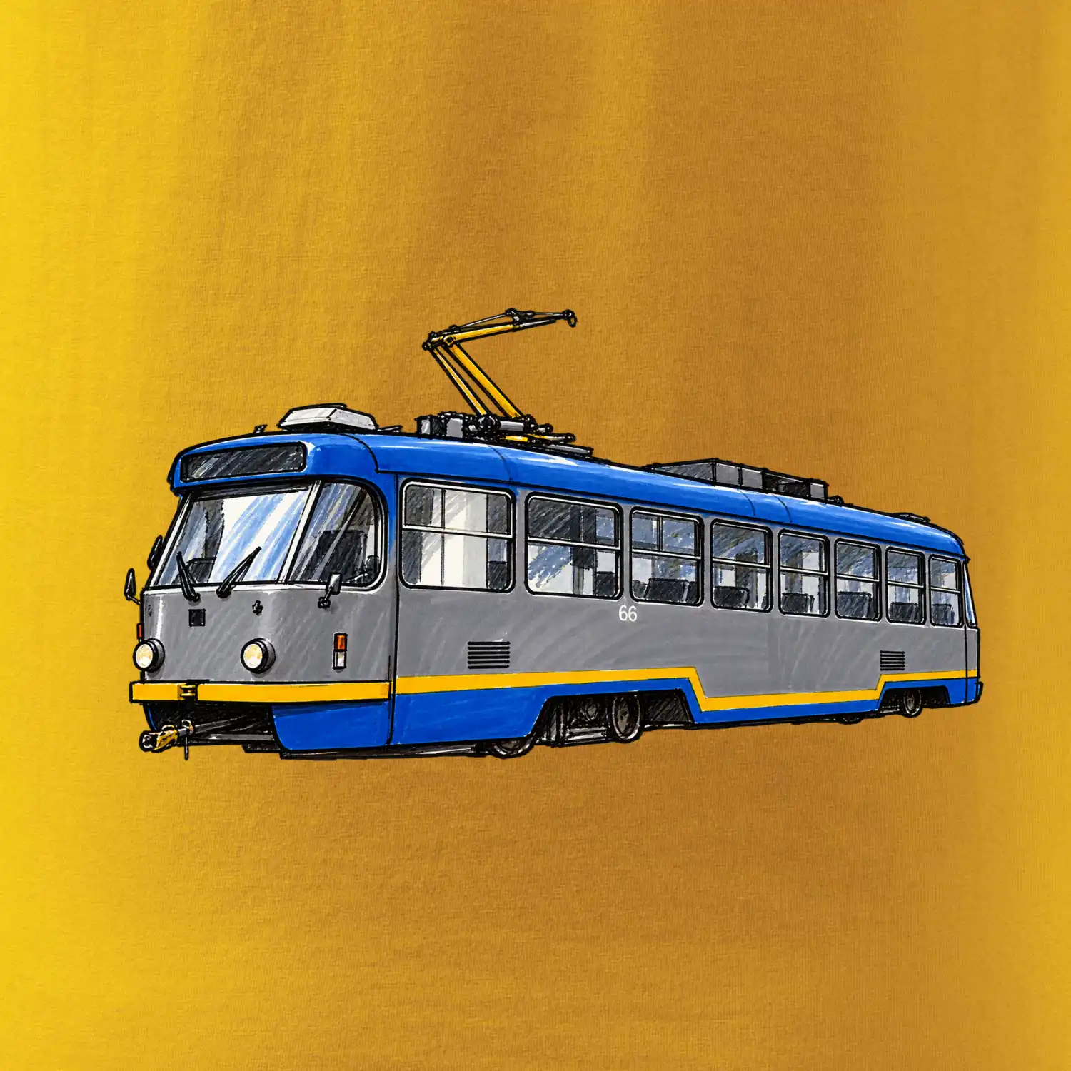 T3R SLF modrošedá kresba fixem