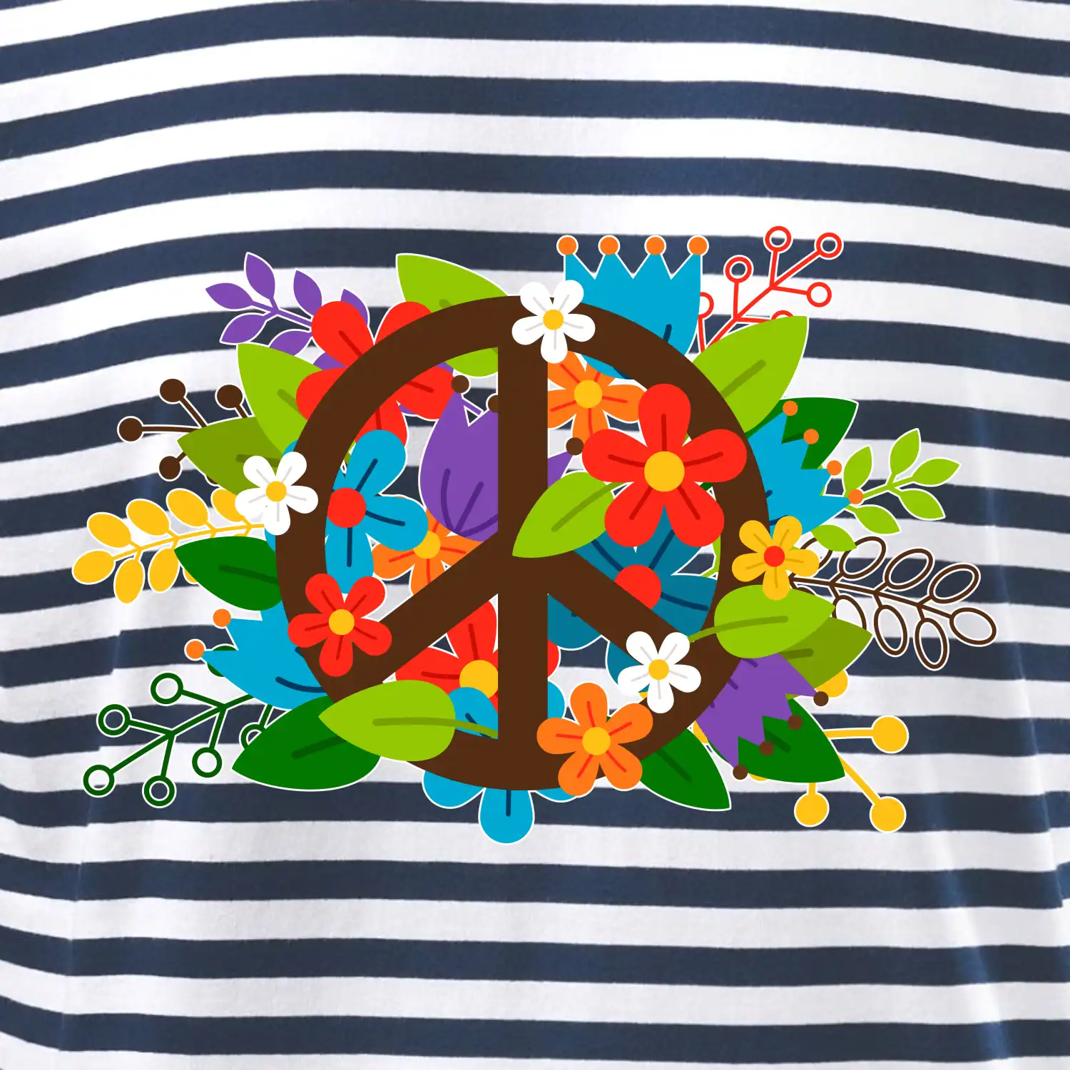 Peace symbol prorostlý květinami