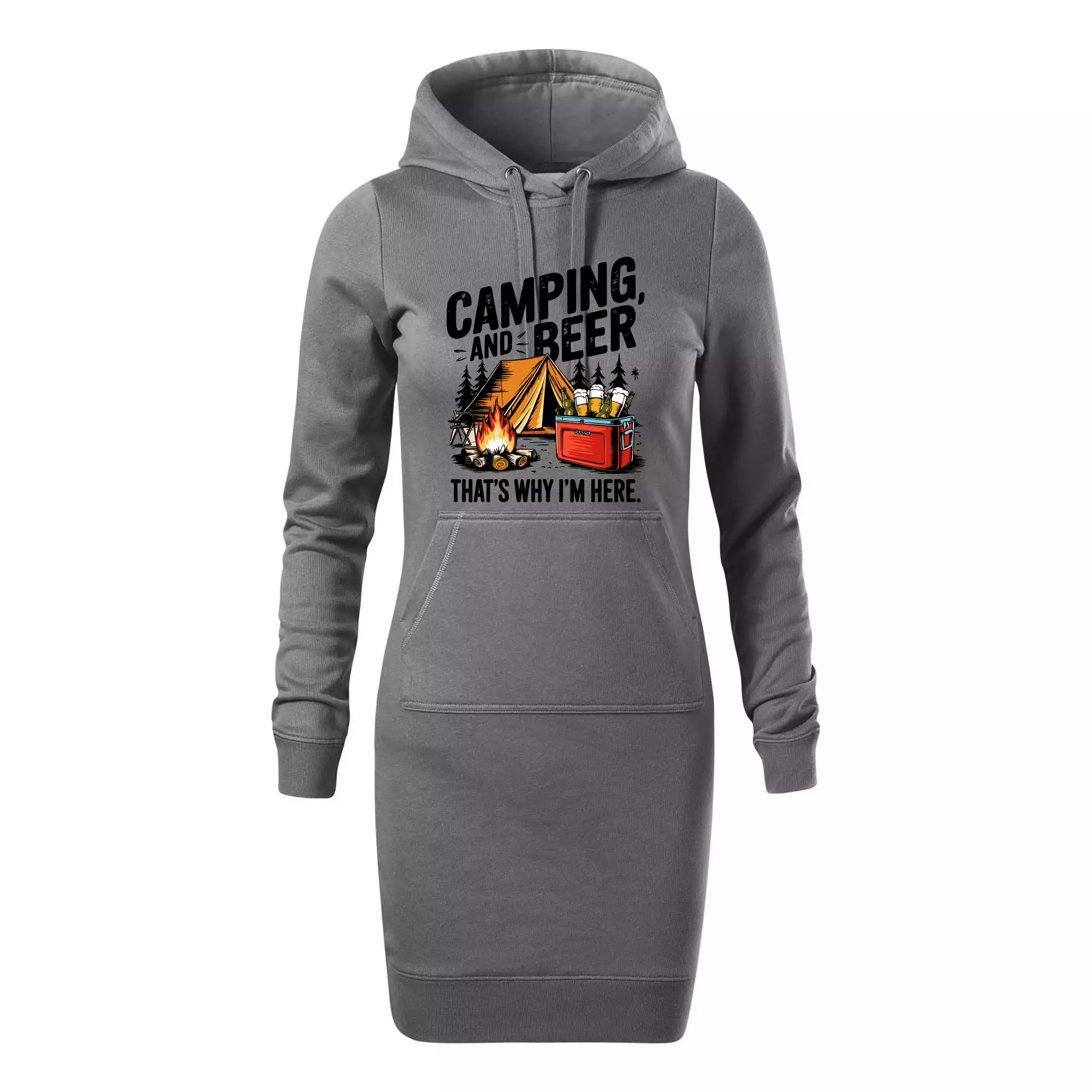 Černý nápis nápis Camping and beer