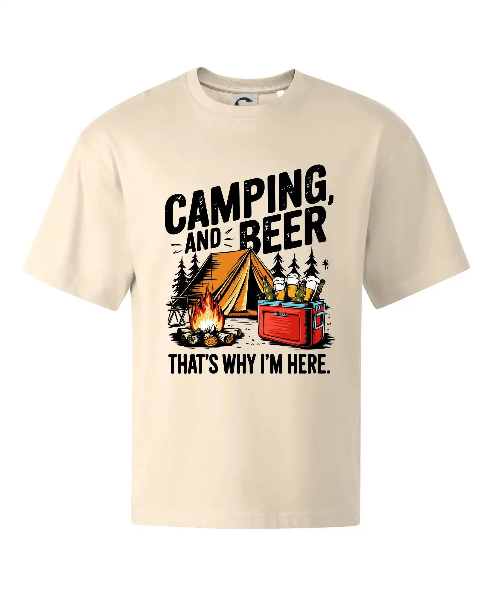 Černý nápis nápis Camping and beer