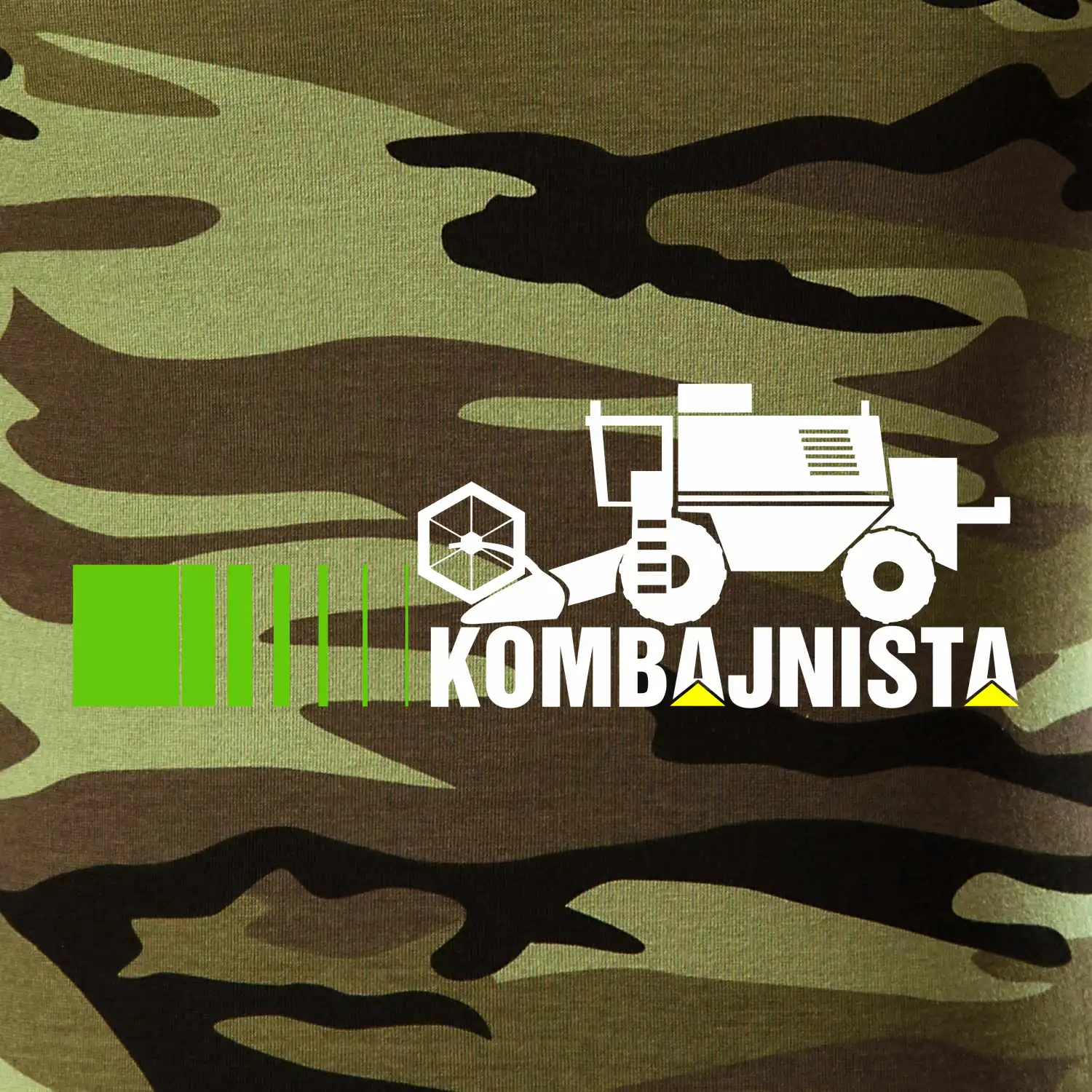 Kombajnista zelená a žlutá