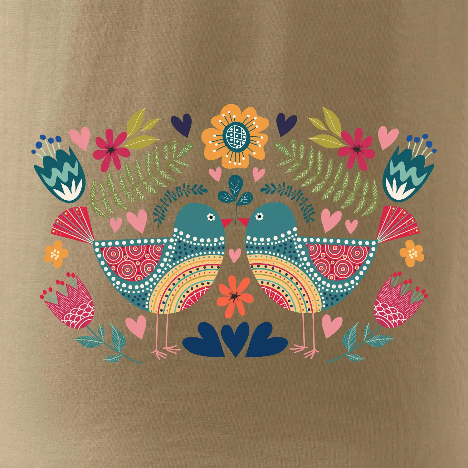 Folklor - dva barevní ptáčci