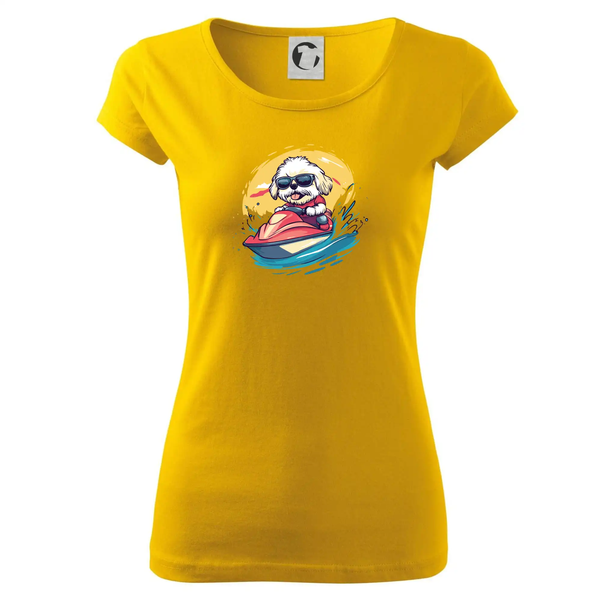 Lhasa Apso na vodním skútru