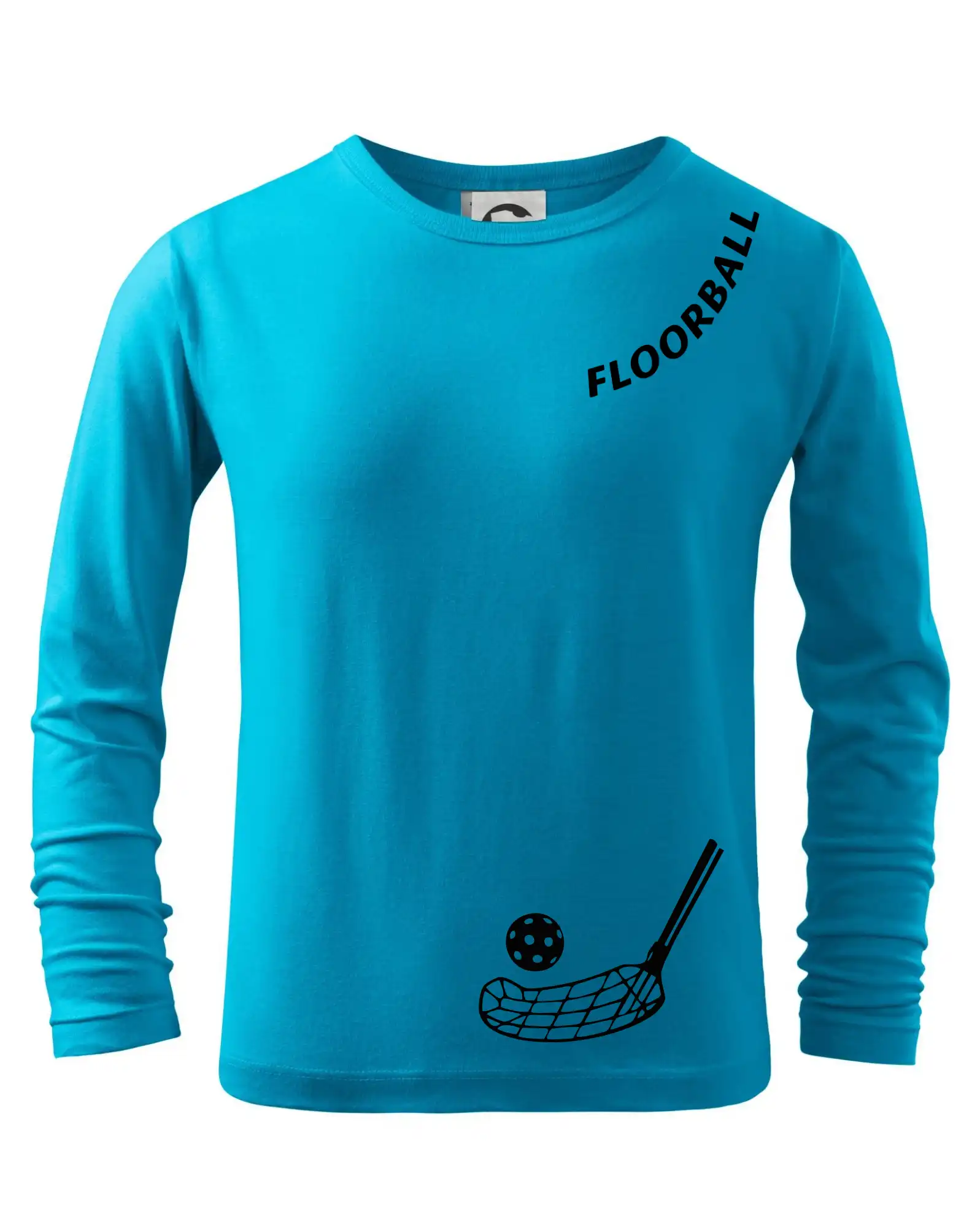 Florbalové tričká - Floorball nápis šikmo - Tričko detské Long Sleeve