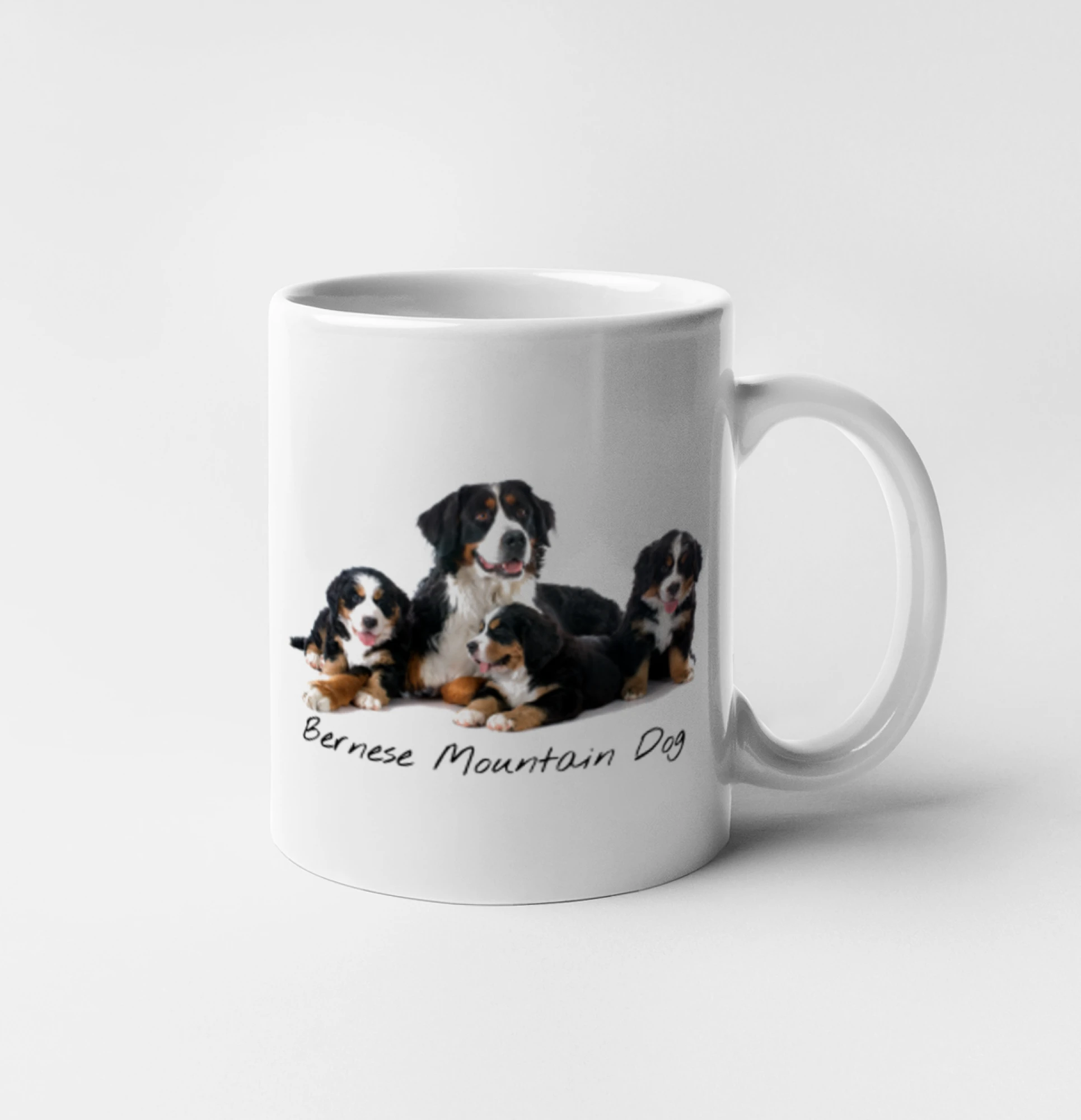 Bernský salašnícky pes na tričku - Bernese mountain dog celá rodina - Hrnček 