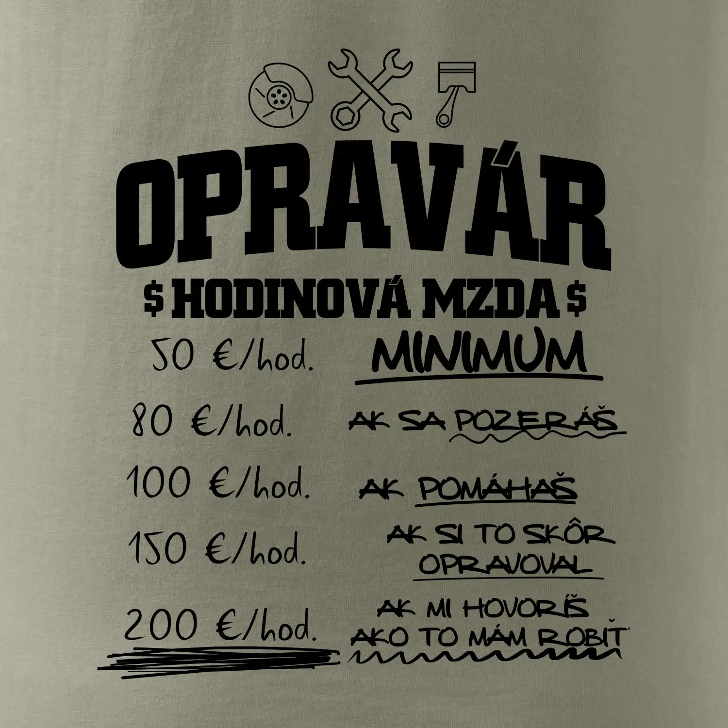 Hodinová mzda - opravár