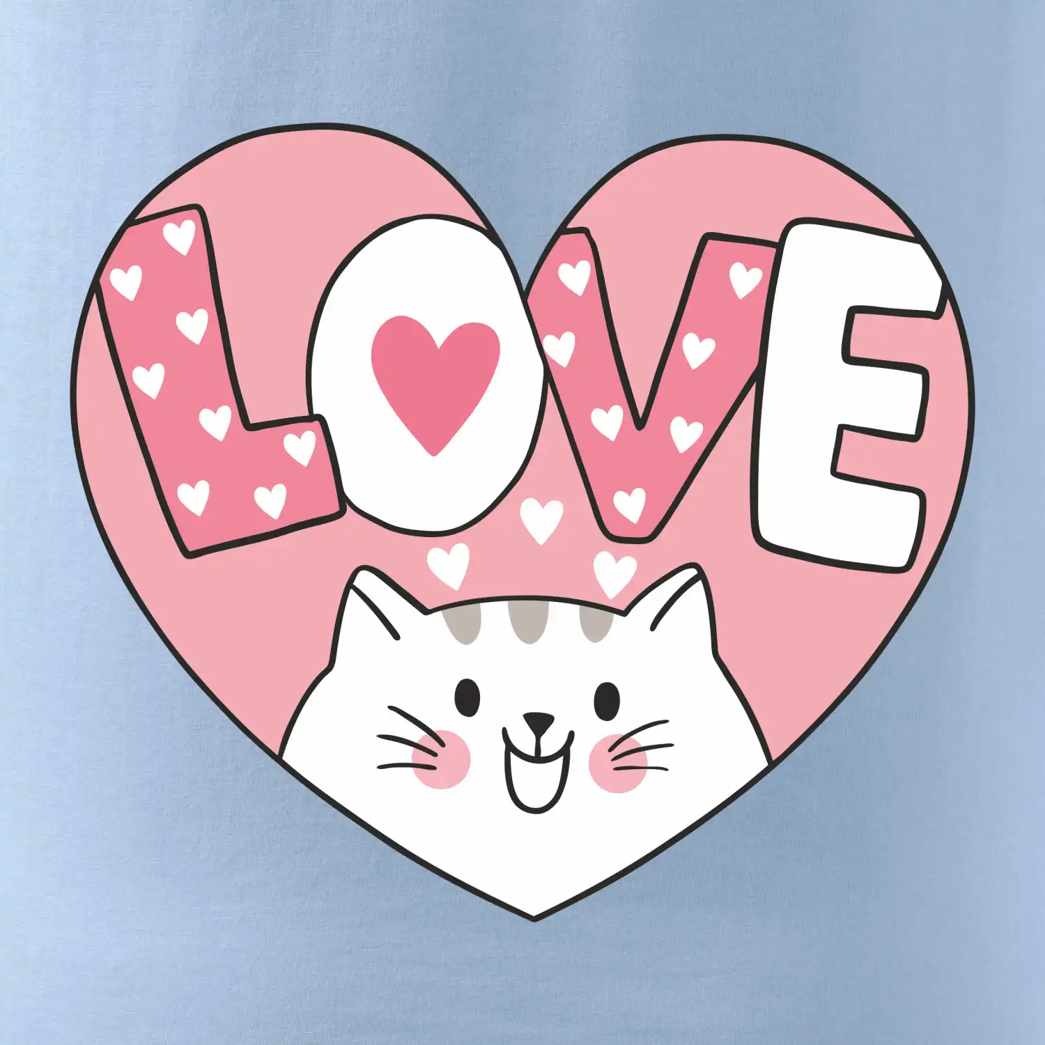 Kočka love - růžové srdce