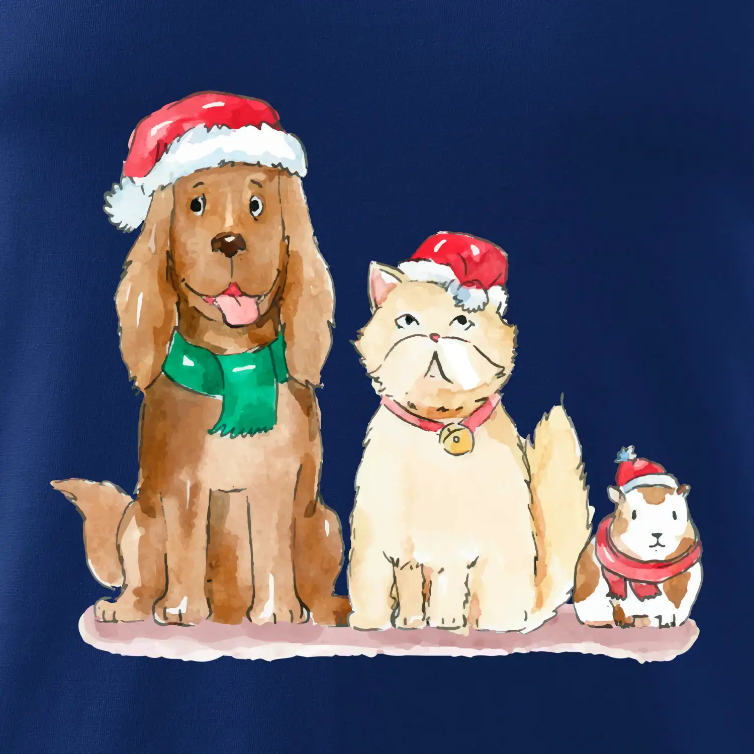Veselé vánoce - pes, křeček a kočka