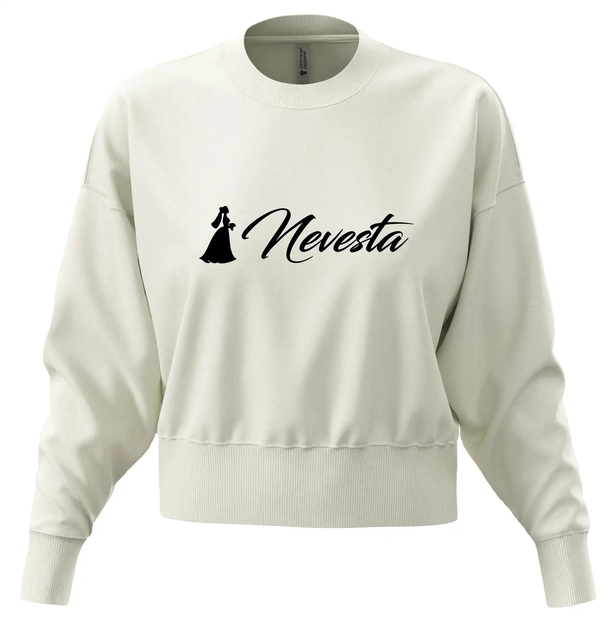 Svadobné tričká - Nevesta písacie - Mikina oversize crop OVERSIZE