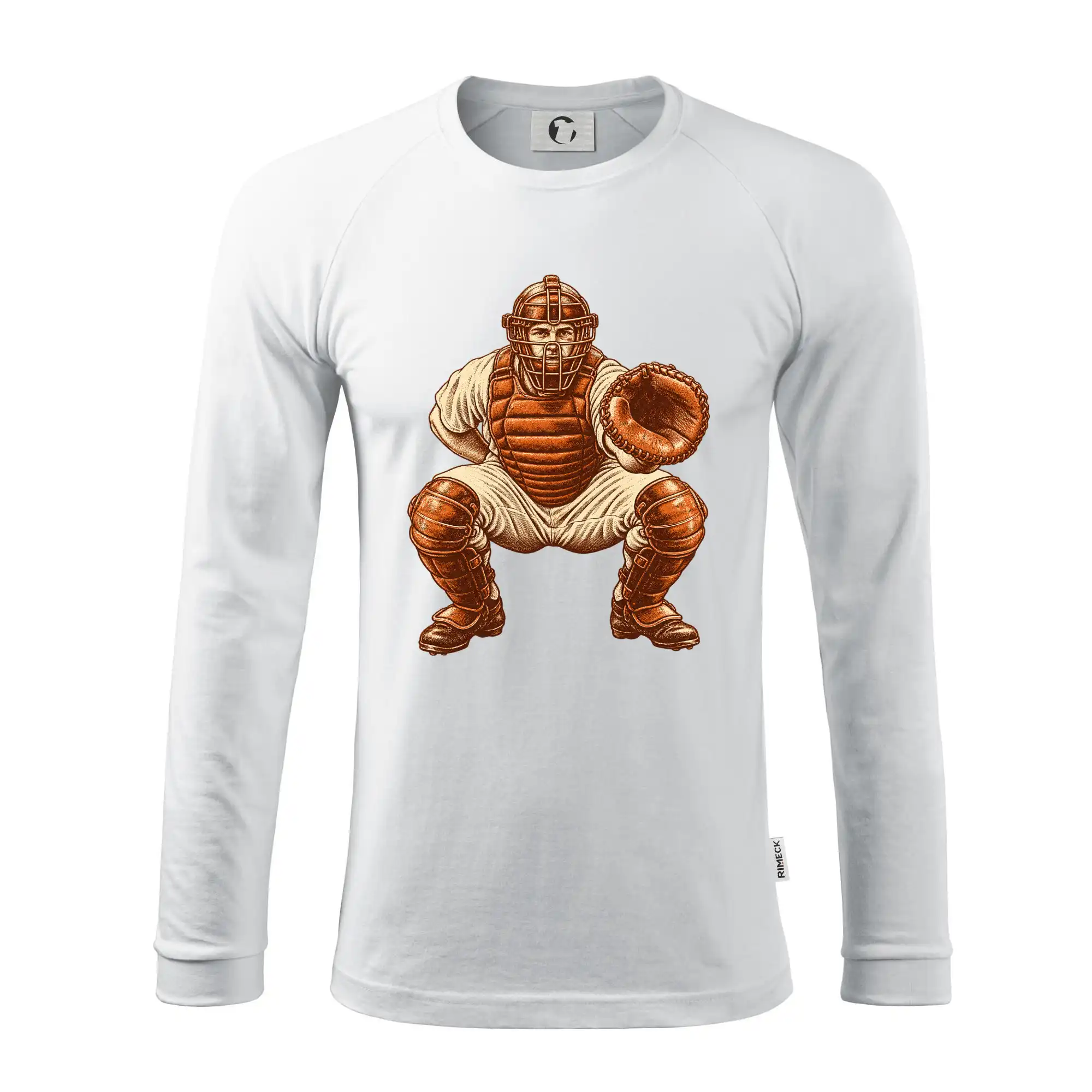 Baseballový catcher retro rytina