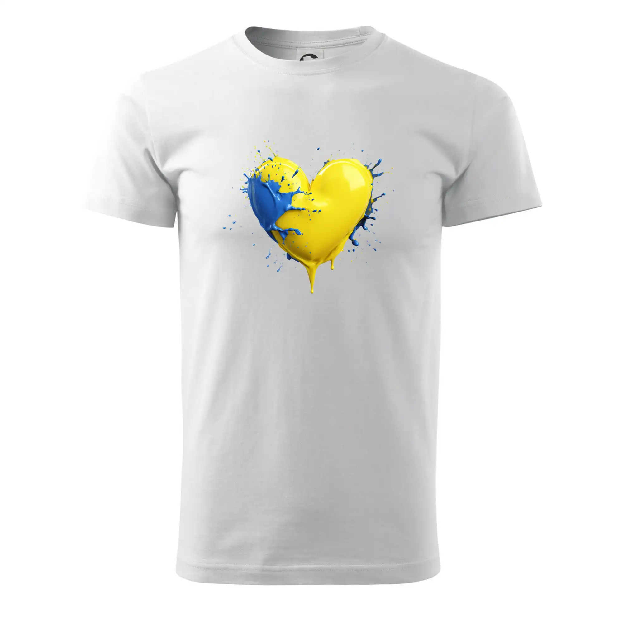 Motívy štátnych vlajok - Srdce rozprsknuté - Švédske farby - Tričko extra veľké  (5-8XL)