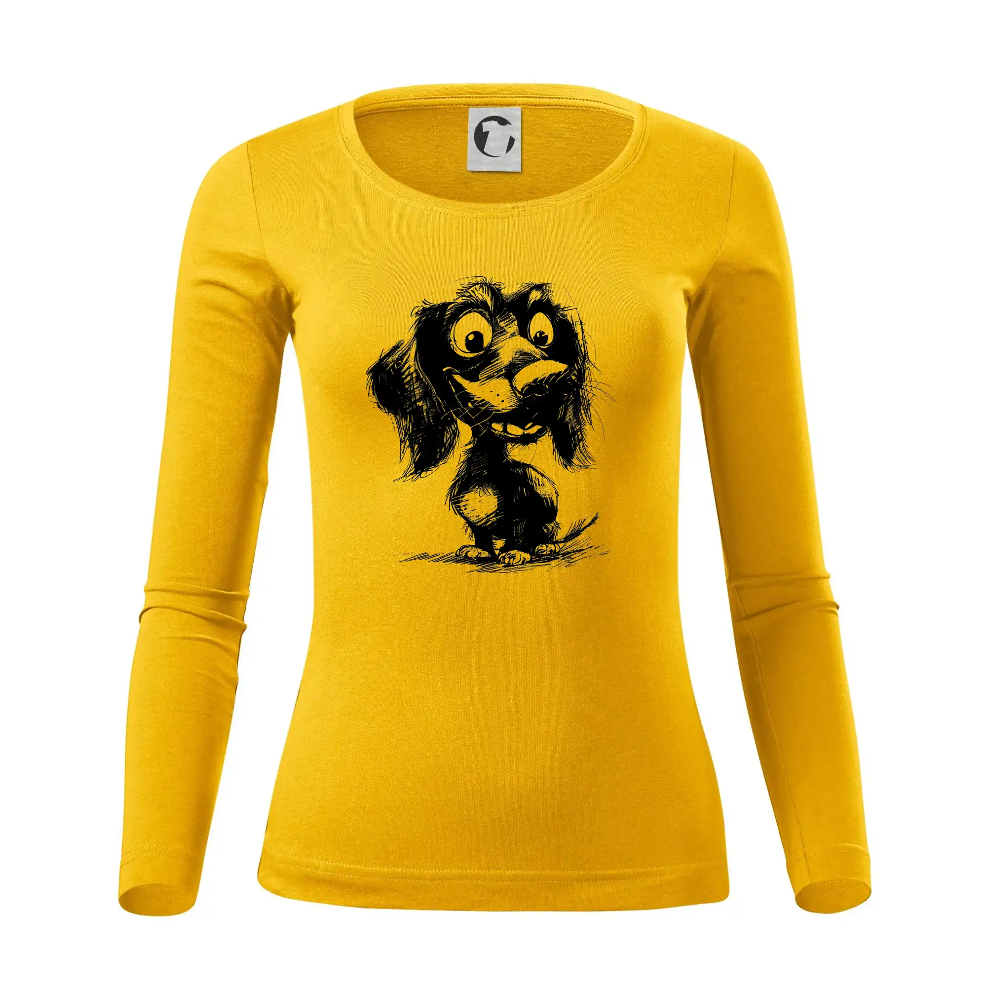 Černobílá karikatura jezevčík