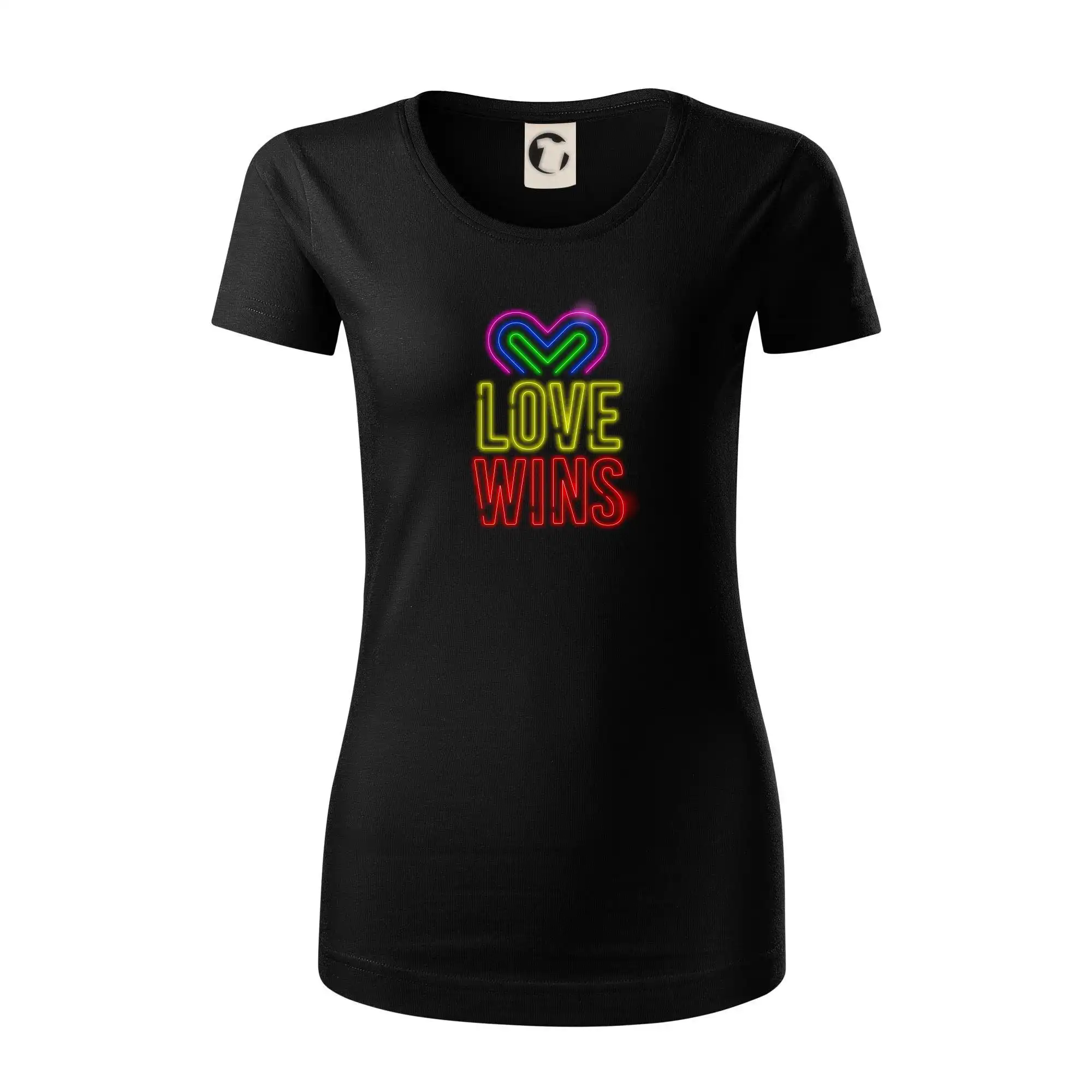 Tričká pre LGBT a Queer komunitu - Neon sign love wins - Dámske tričko z organickej bavlny Origin (GOTS)