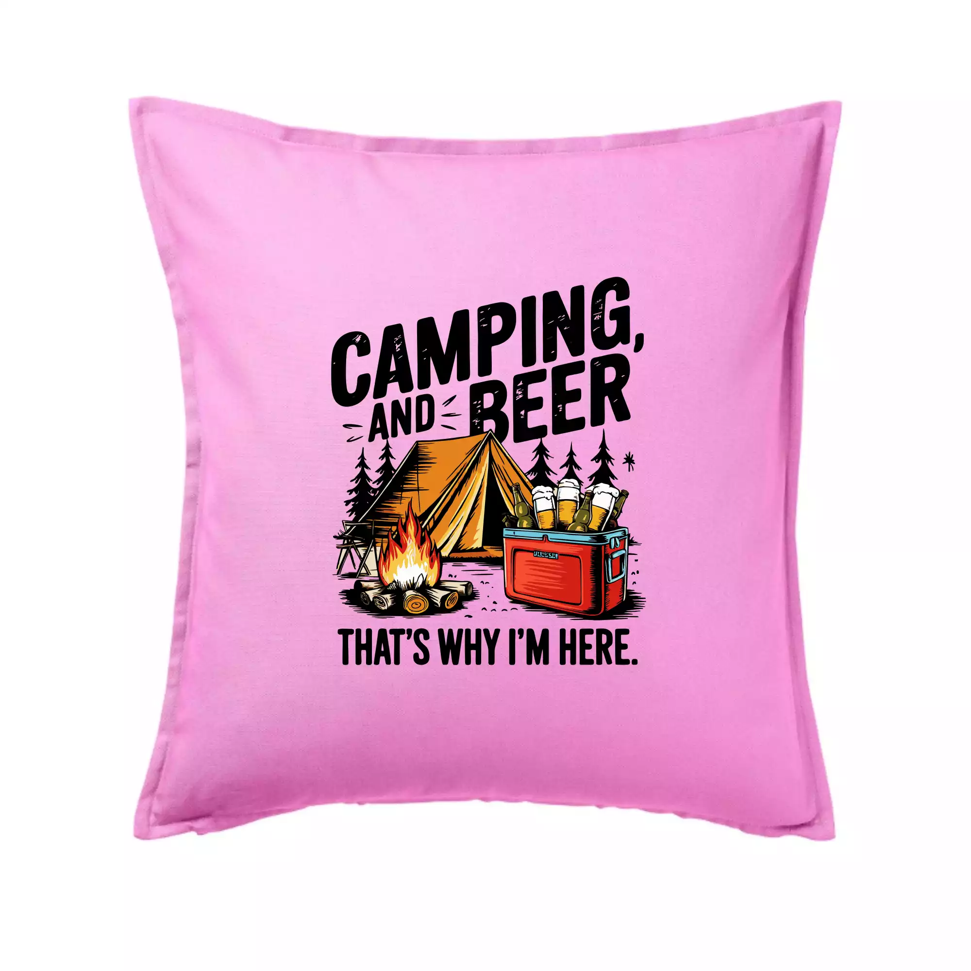 Černý nápis nápis Camping and beer