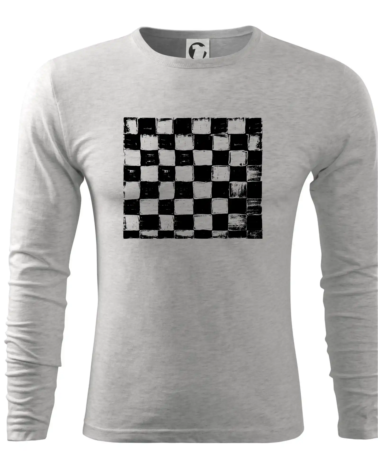 Tričká a mikiny so spoločenskými hrami  - Šachovnica čierna kreslená - Tričko s dlhým rukávom FIT-T long sleeve