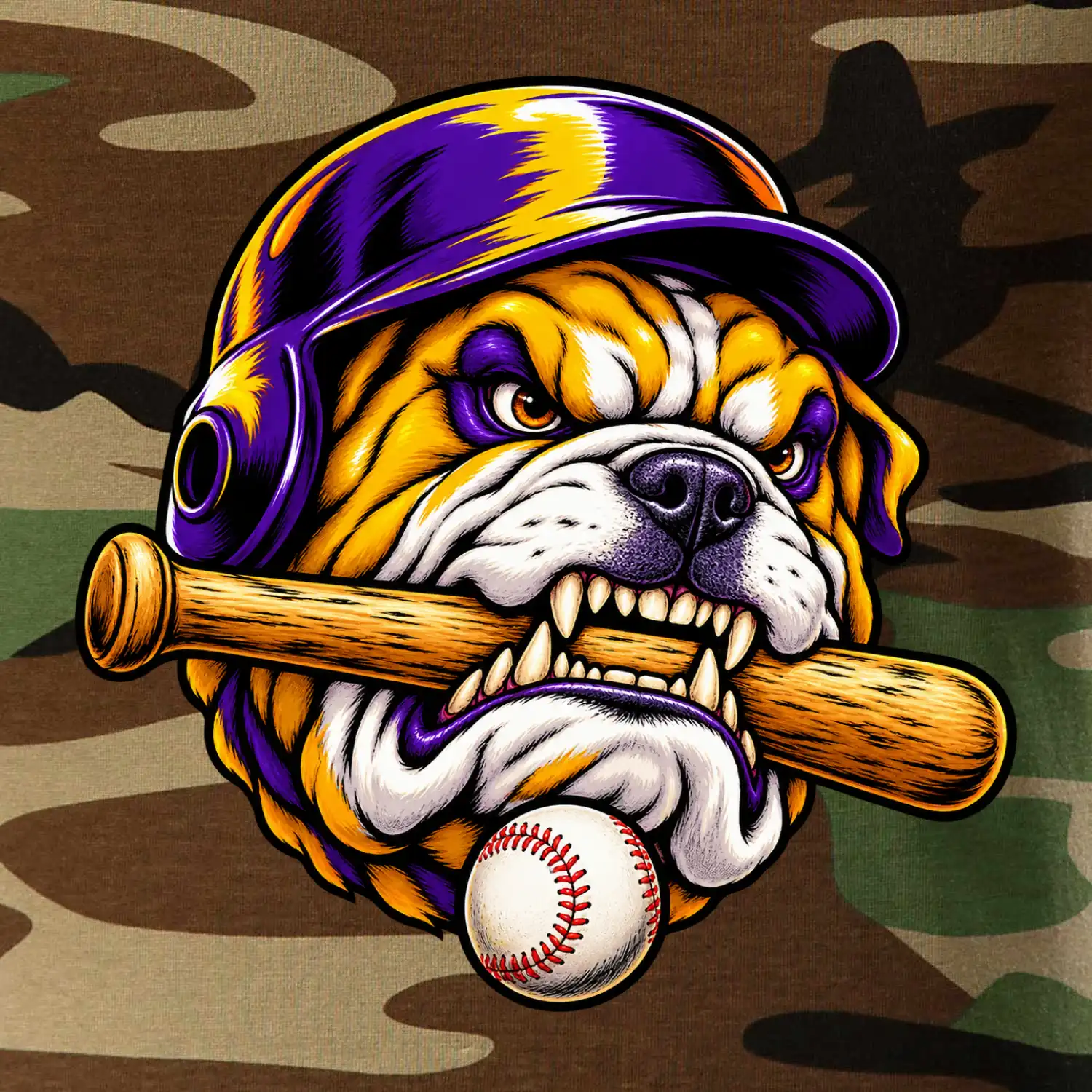 Baseballový buldok s pálkou