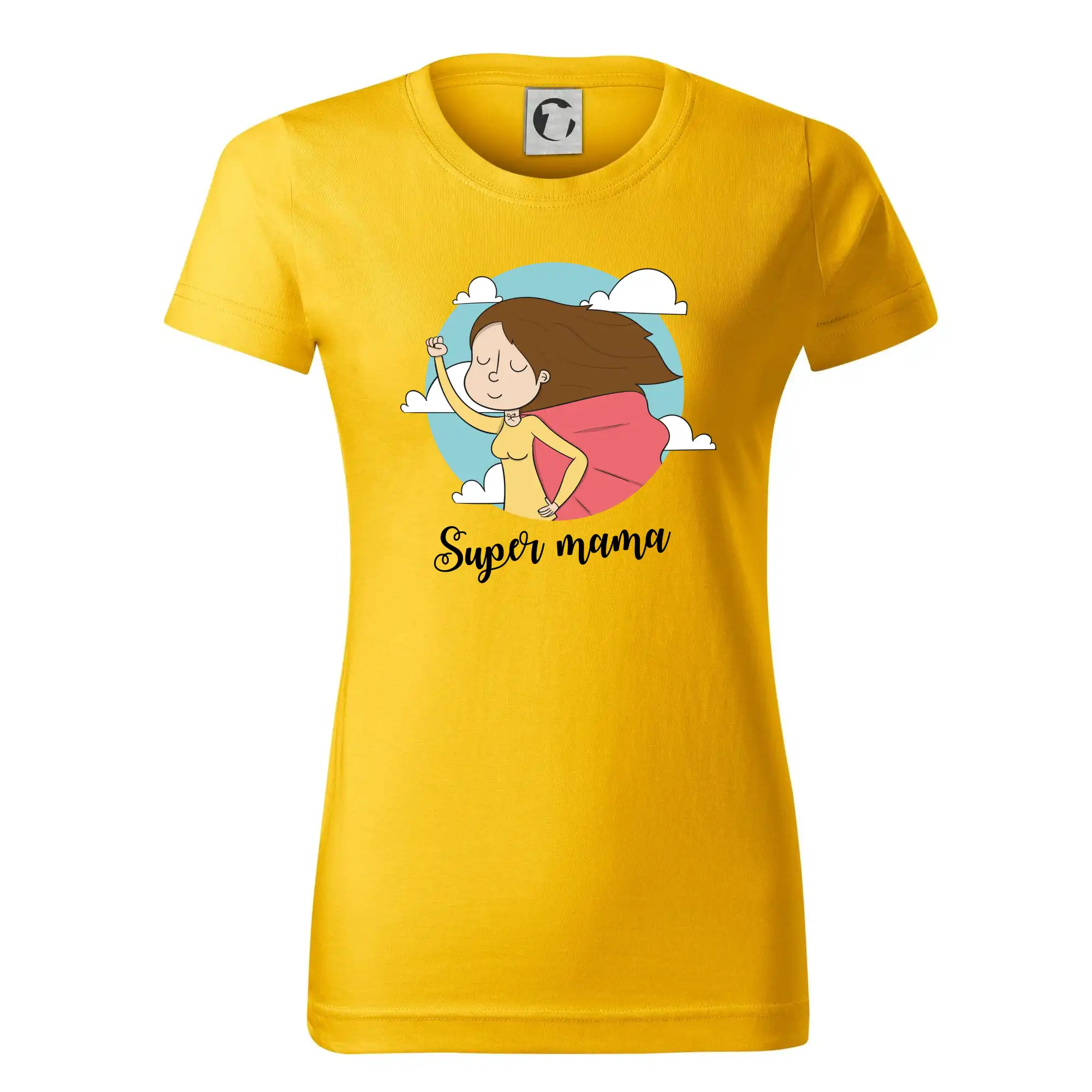 Tričká a mikiny pre mamičky - Kreslený obrázok Super mama - Dámske tričko basic - ľahko voľnejšie a dlhšie