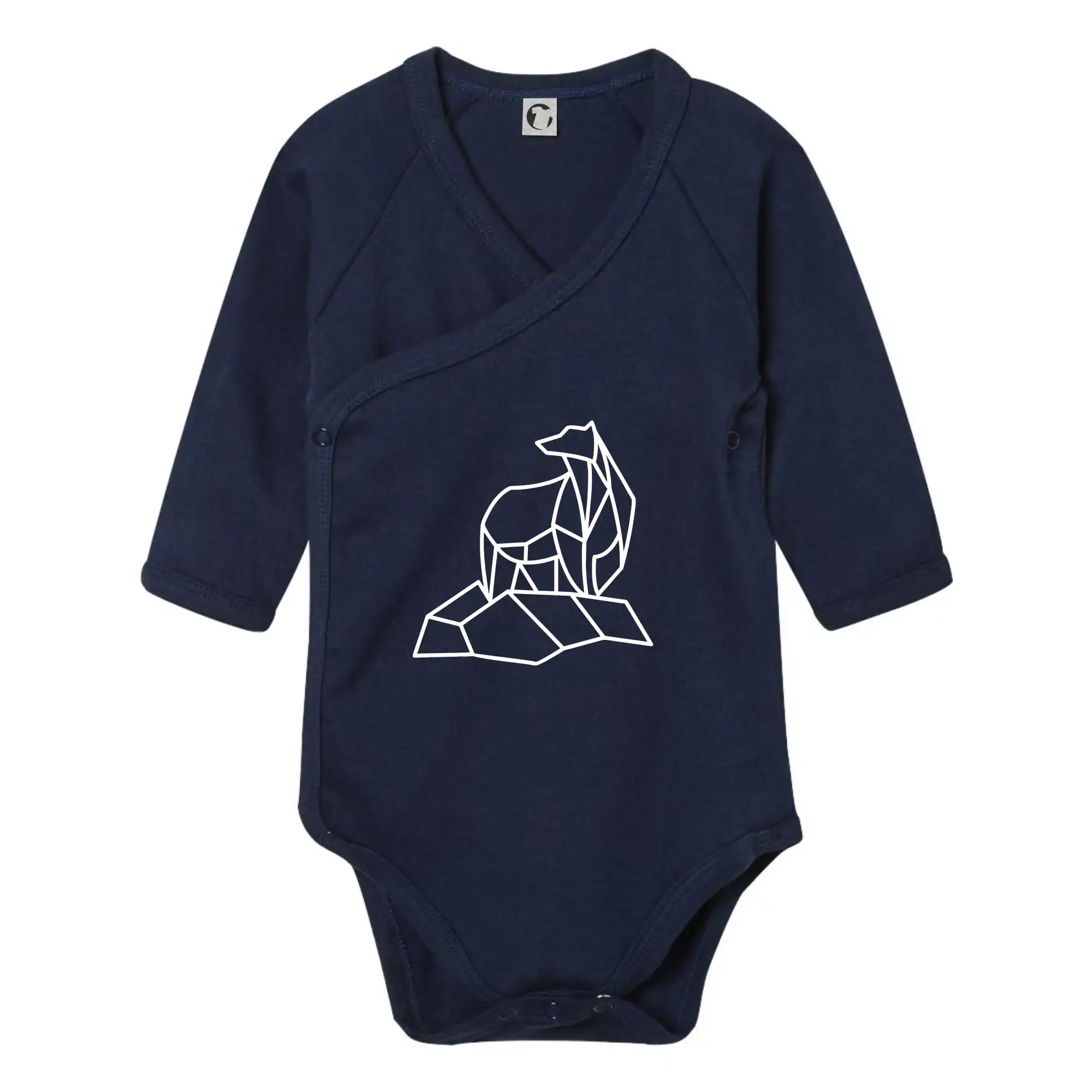 Tričká so zvieratami - Geometria ľadový medveď na ľade - Body zavinovacie s dlhým rukávom