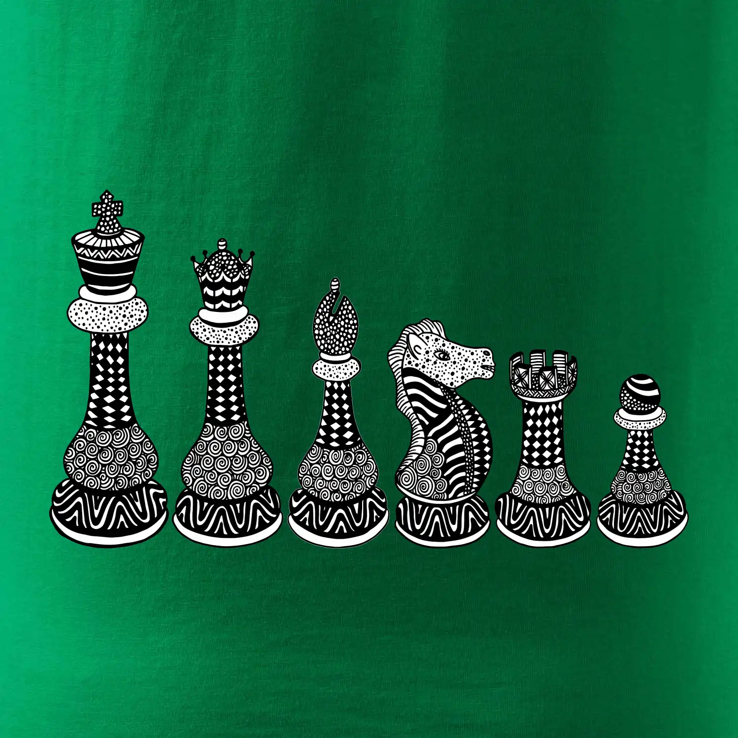 Šachové figurky v řadě - kreslené