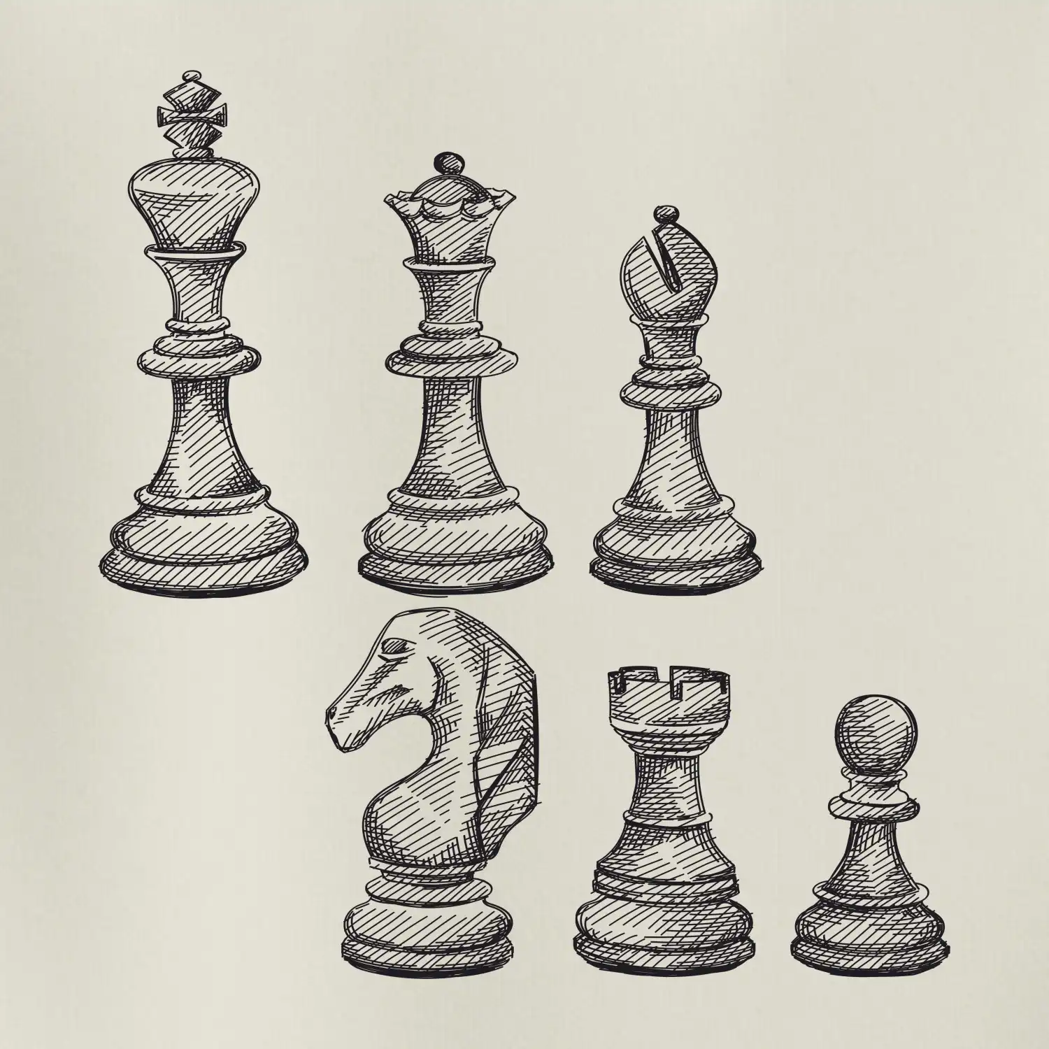 Šachové figurky kreslené