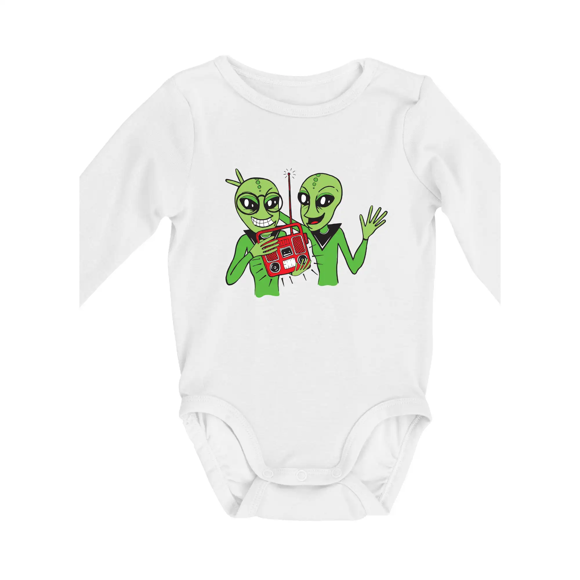 Vesmirne tričká - Ufo a rádio (Pecka design) - Body dojčenské s dlhým rukávom