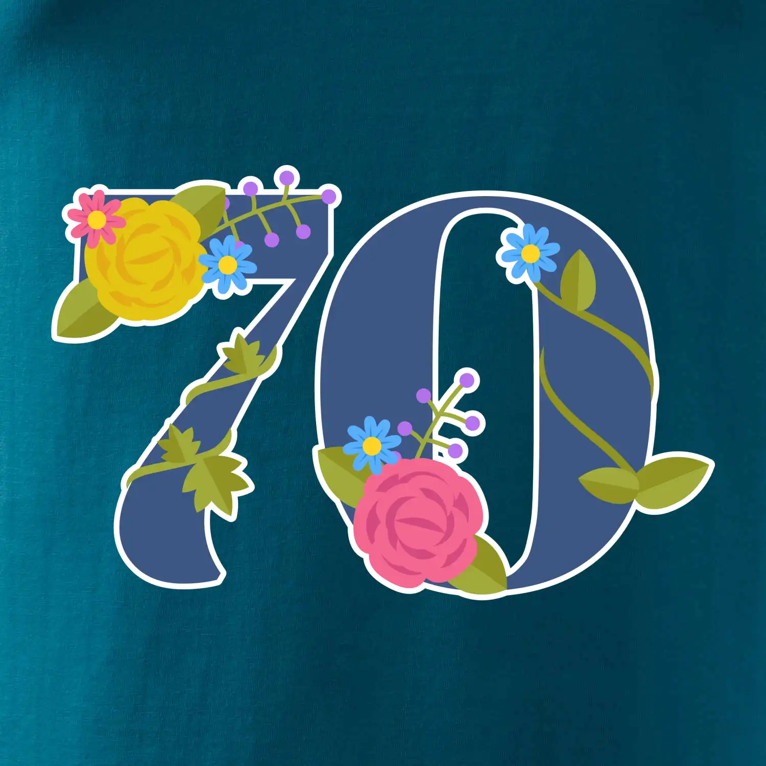 Květinové číslo kreslené - 70