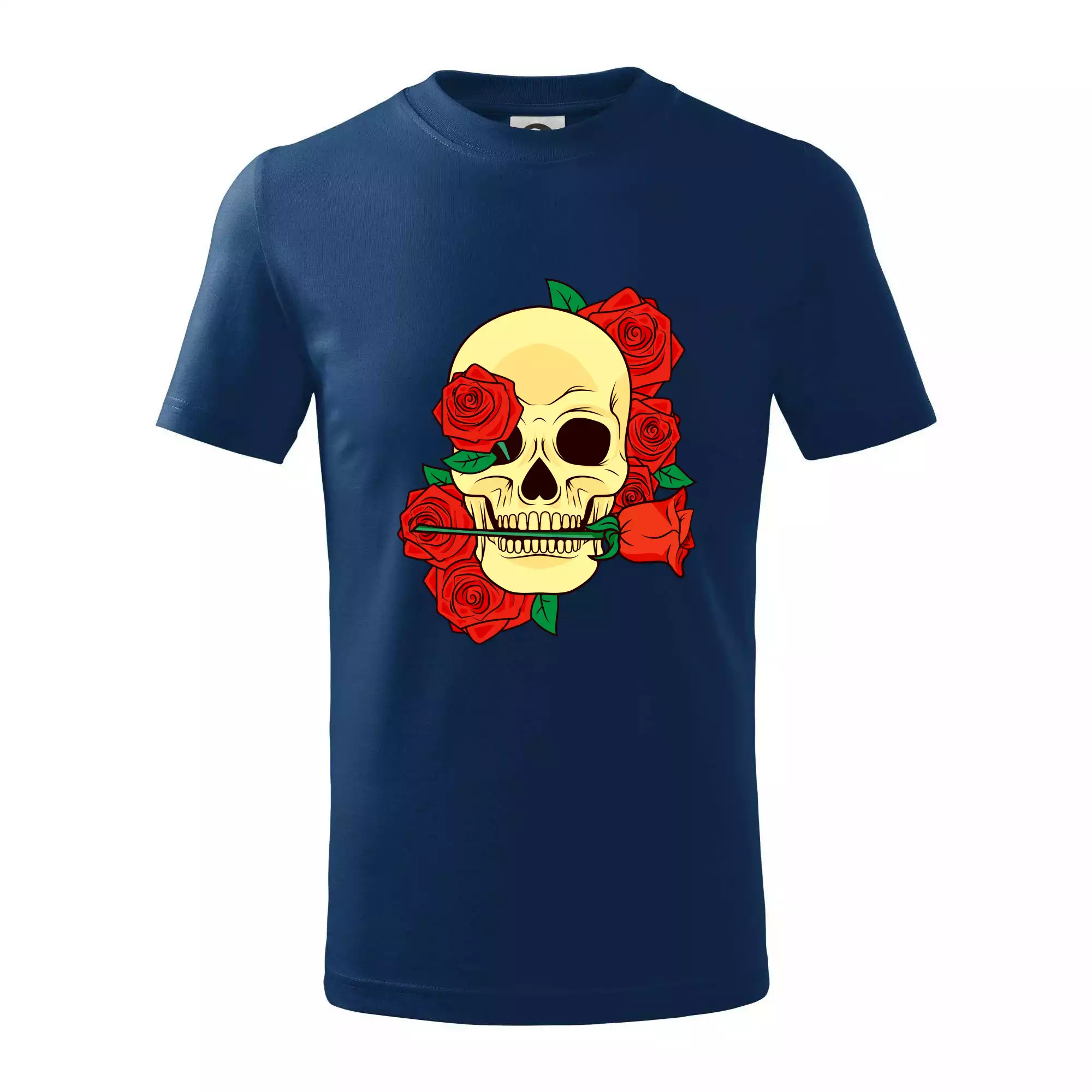 Lebka držící růži