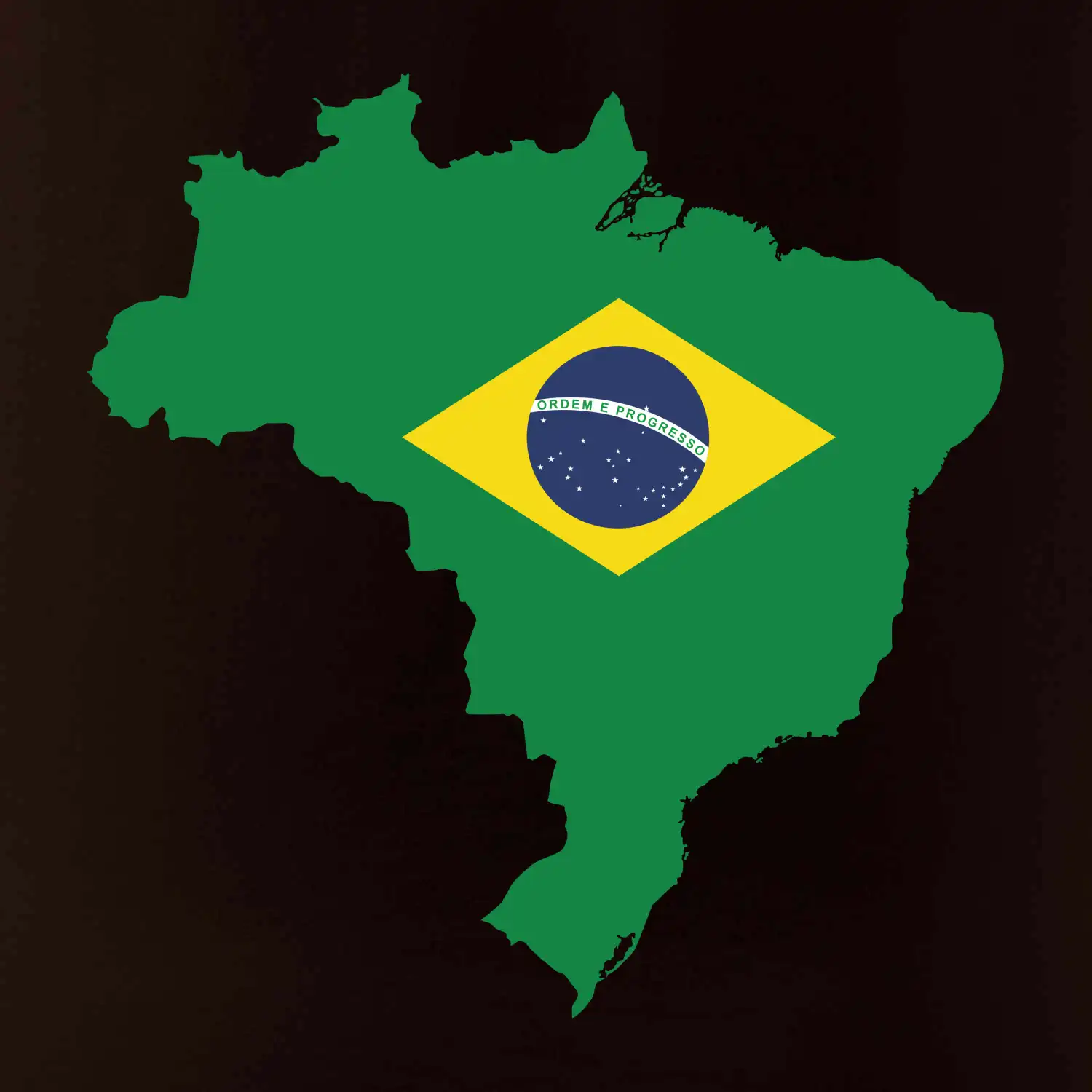 Brazílie vlajka v mapě