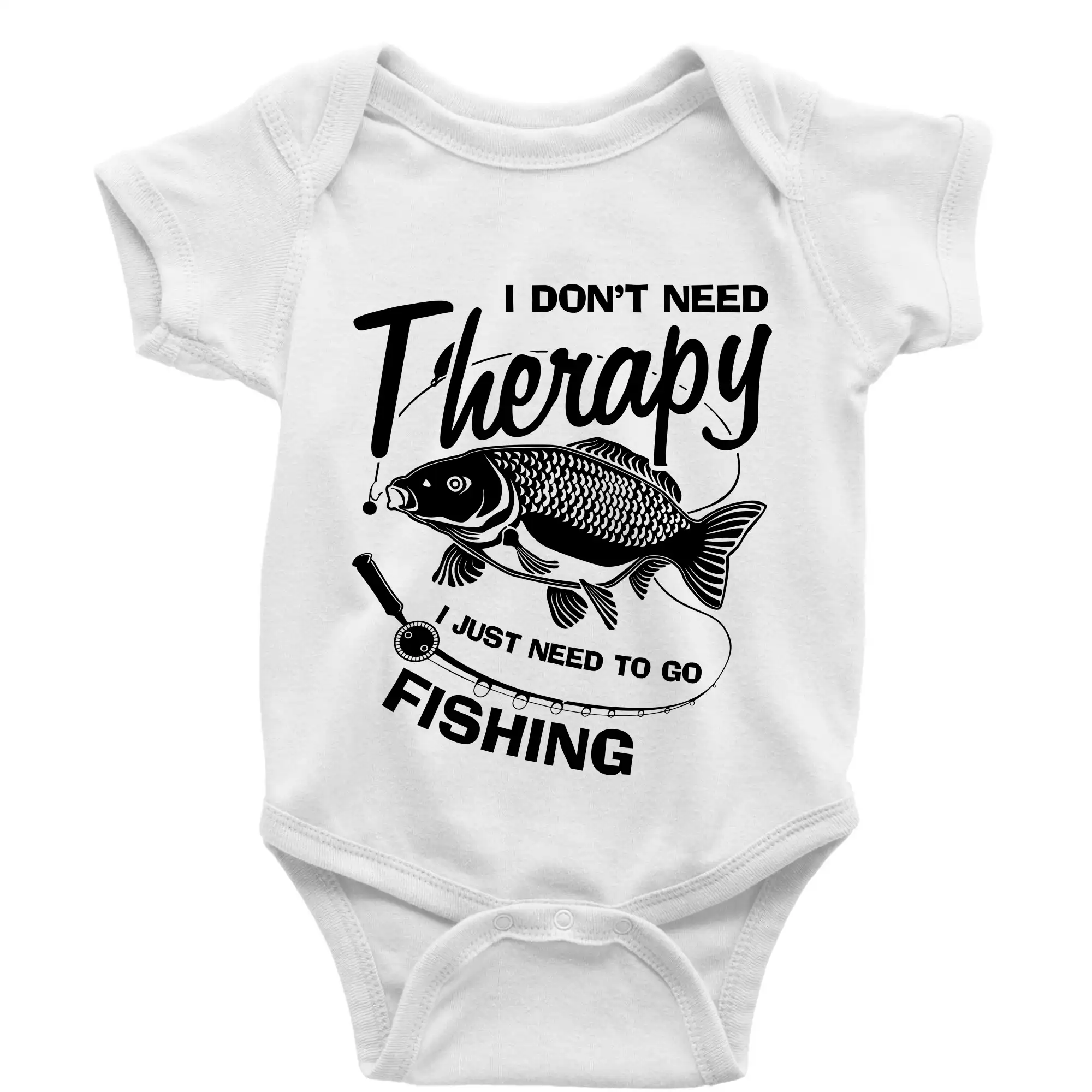 Tričká pre rybárov s potlačou - I dont need therapy - fishing - Body dojčenské s krátkym rukávom