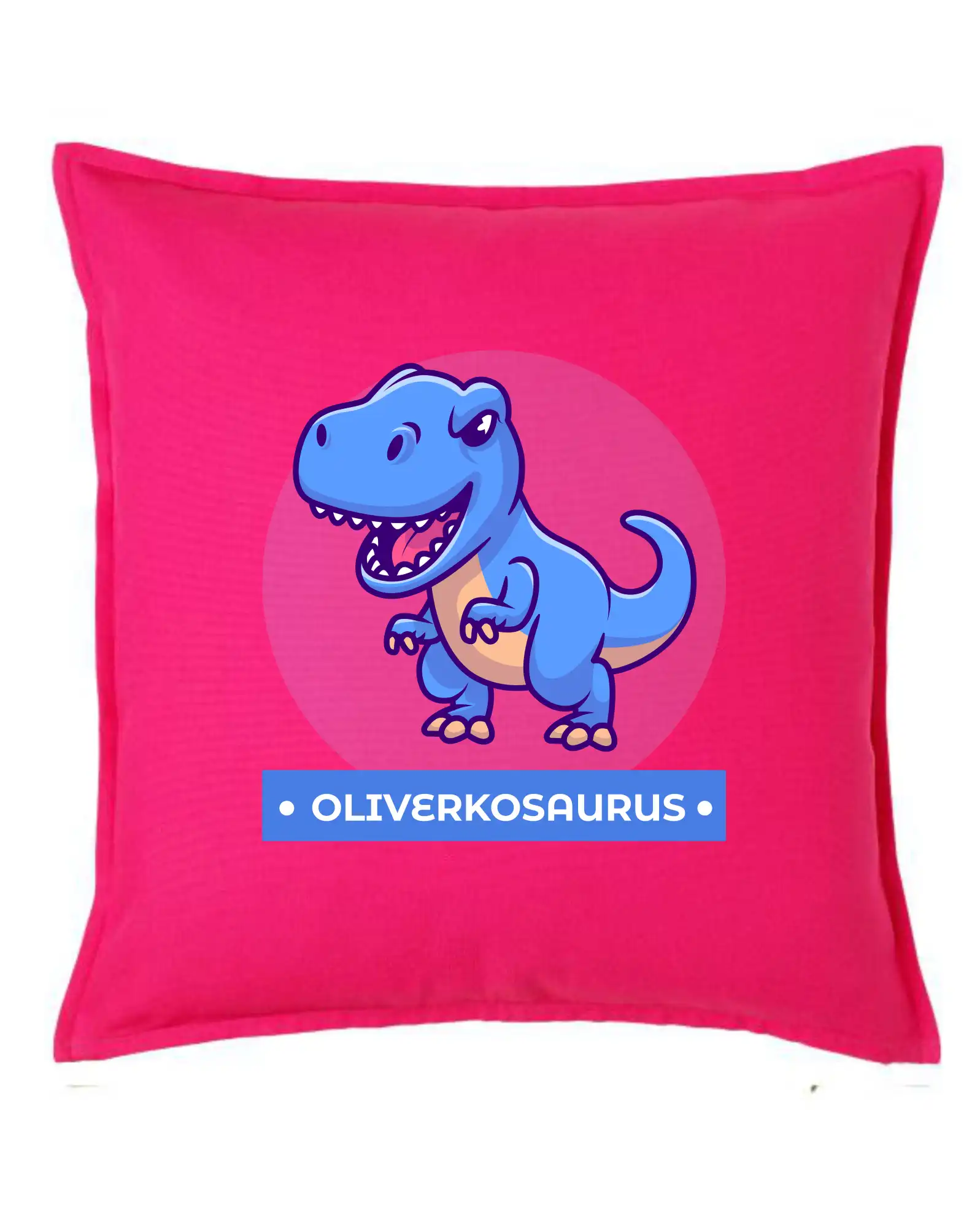 Detské tričká, mikiny a body s originálnymi potlačami | Veselé motívy pre chlapcov aj dievčatá - Dinosaurie mená - modrý dinosaurus - Vankúš 50x50