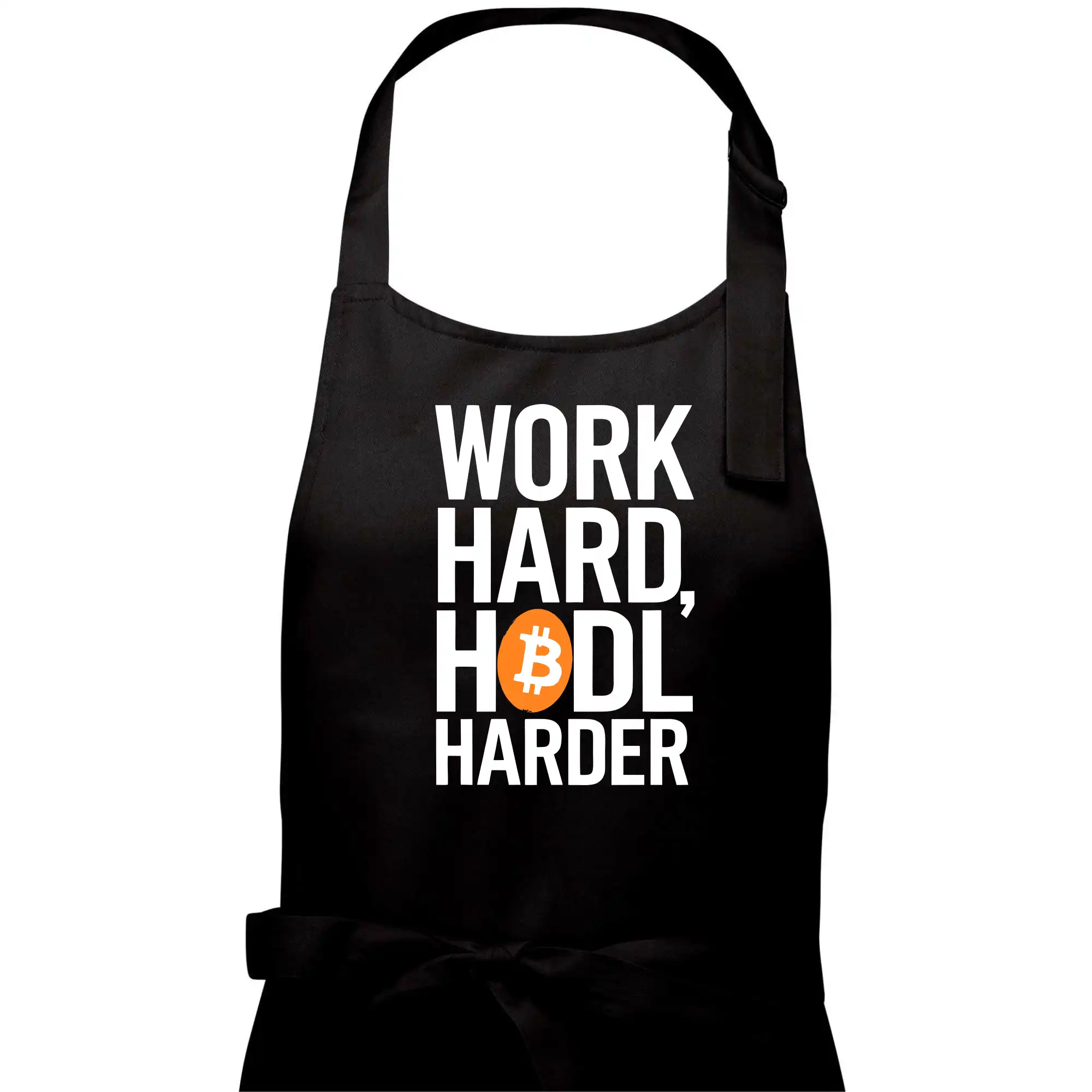 Velký nápis Work Hard, HODL Harder - Pánska zástera na varenie