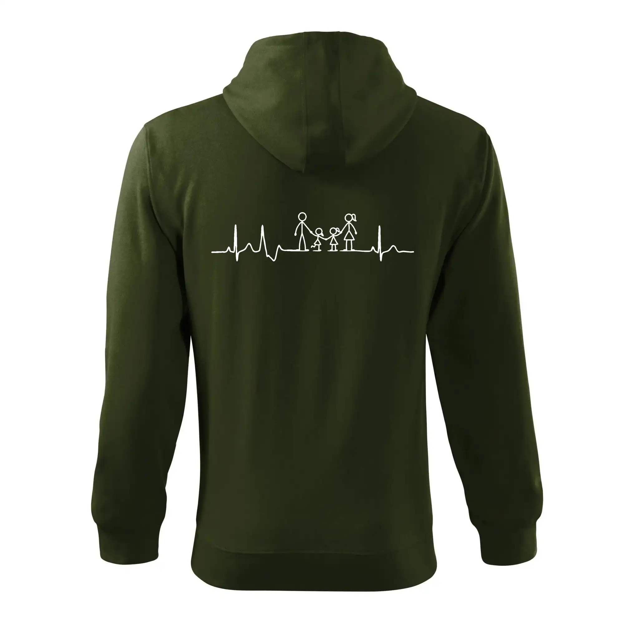 Tričká a mikiny pre mamičky - EKG rodina a dve dievčatá - Mikina s kapucňou na zips trendy zipper
