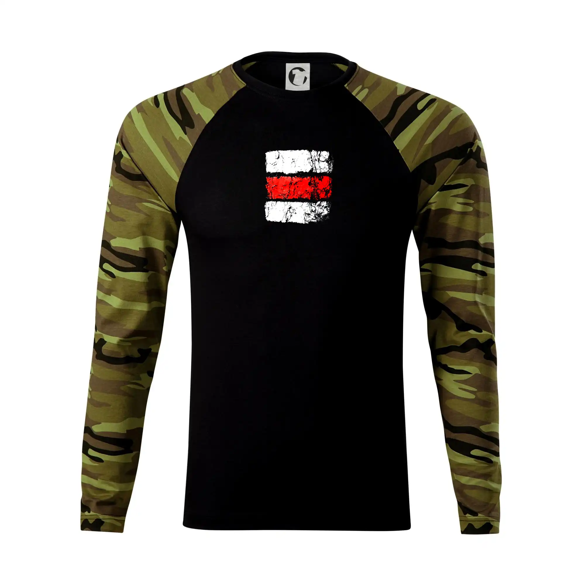 Trička pre cestovateľov - Turistická značka - červená - Camouflage LS