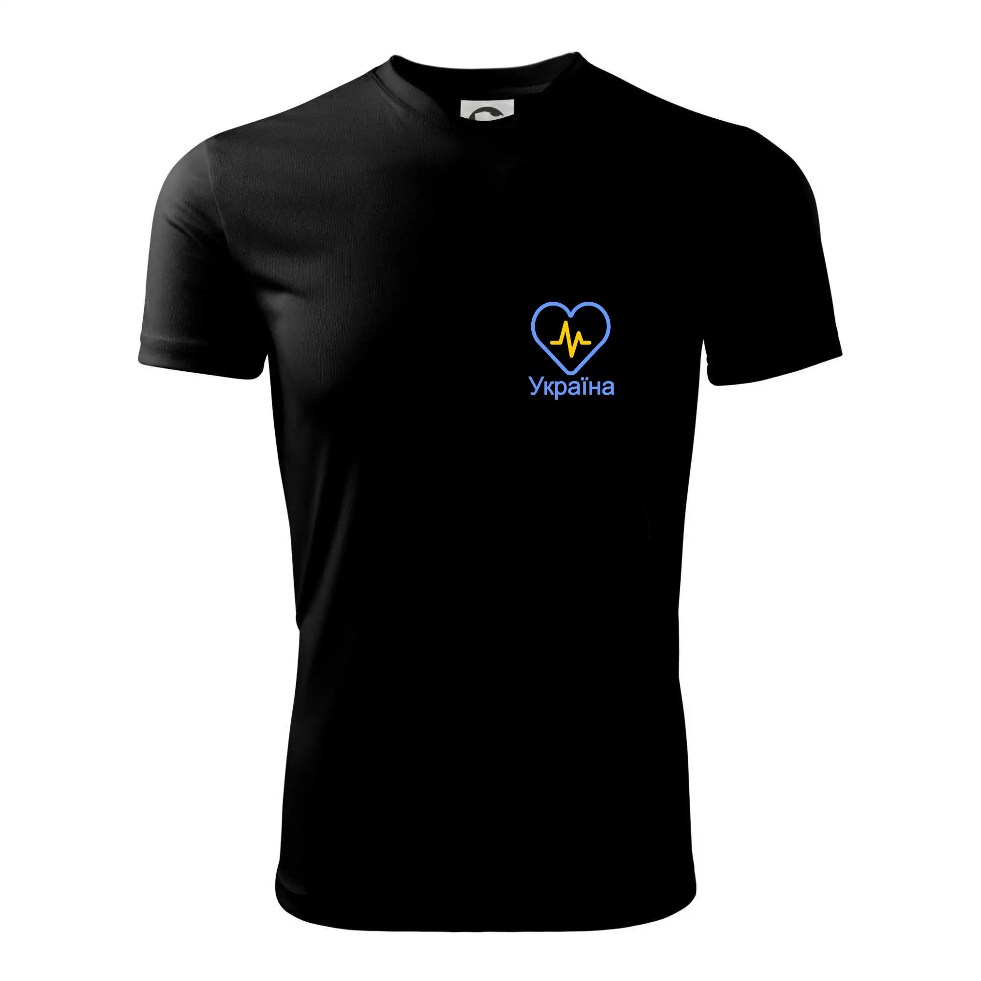 Tričká s vlajkou ukrajiny - Moje srdce bije pre Ukrajinu - prso - Detské tričko športové